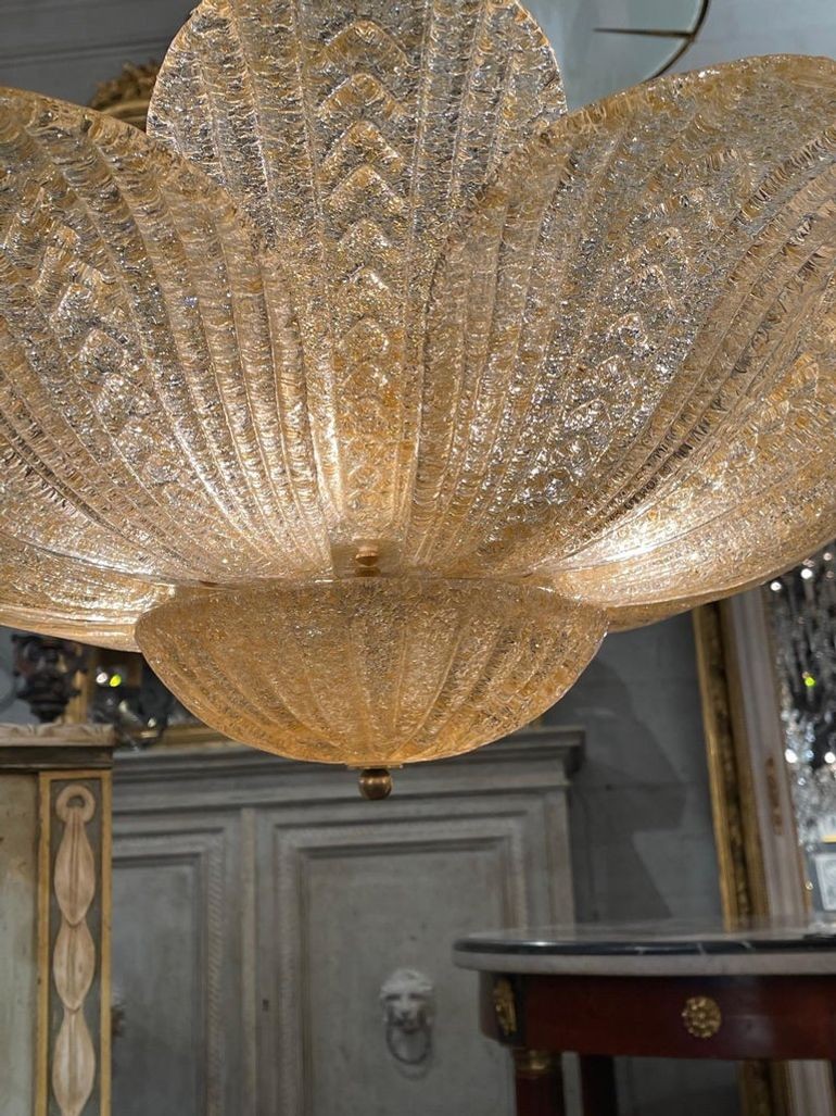 Murano Glass Gold Leaf Form Flush Mount Chandelier - Image 5