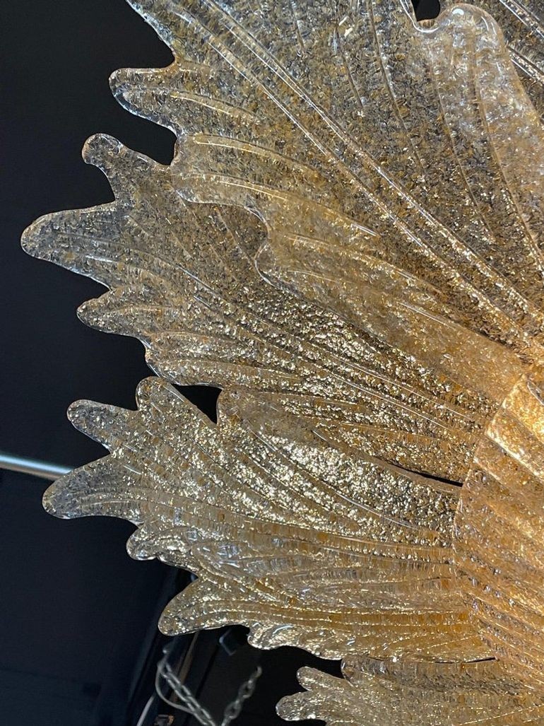 Murano Glass Gold Flecked Leaf Form Ceiling Mount Fixture - Image 5