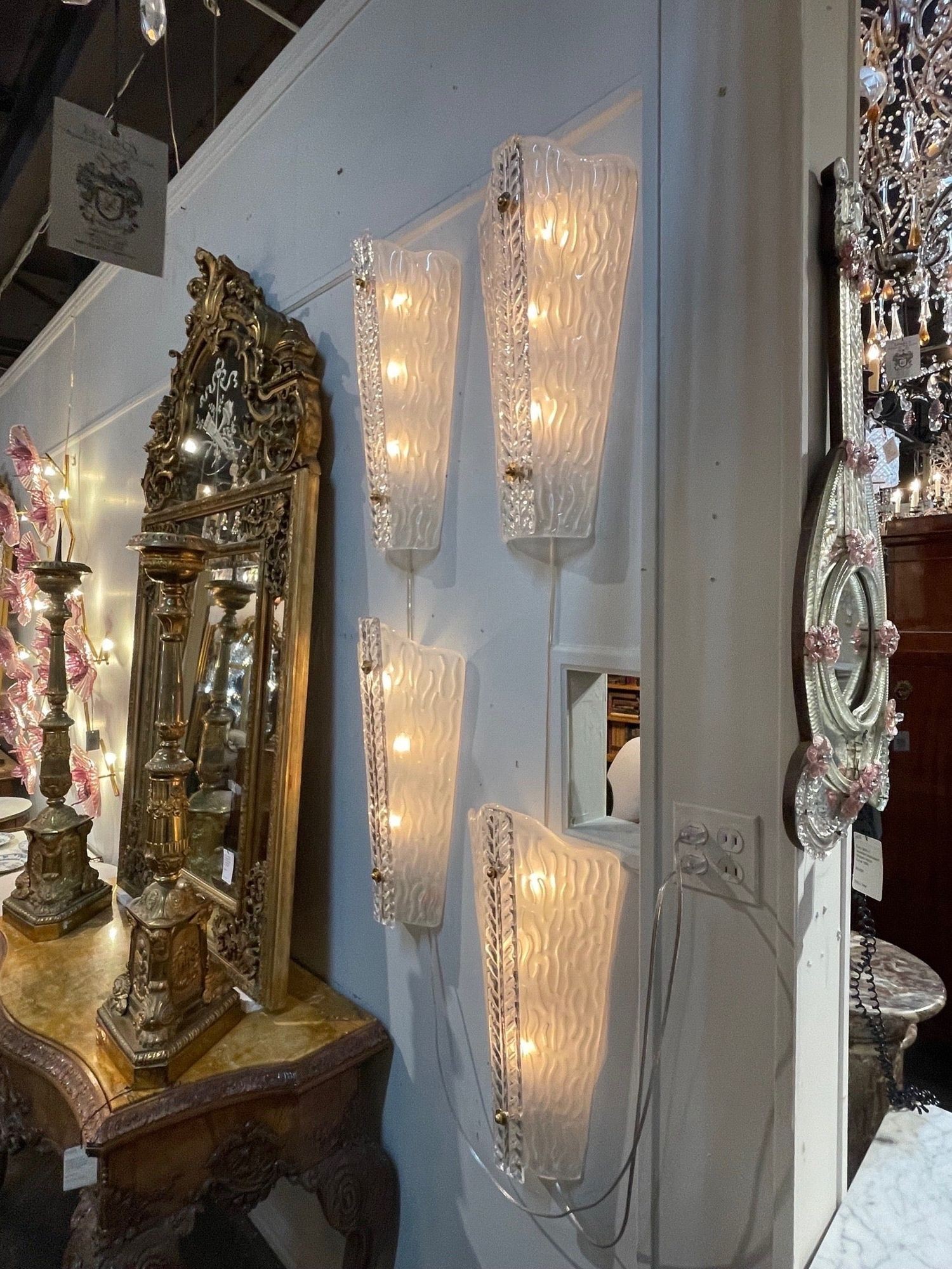 Pair of Frosted Murano Glass Sconces - Image 5