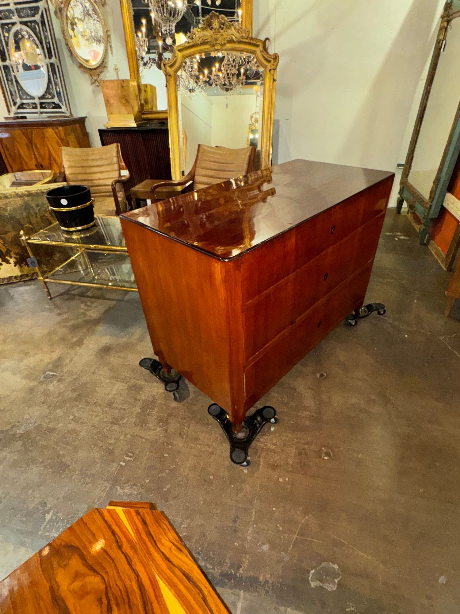 19th c. German Biedermeier Mahogany Commode - Image 6