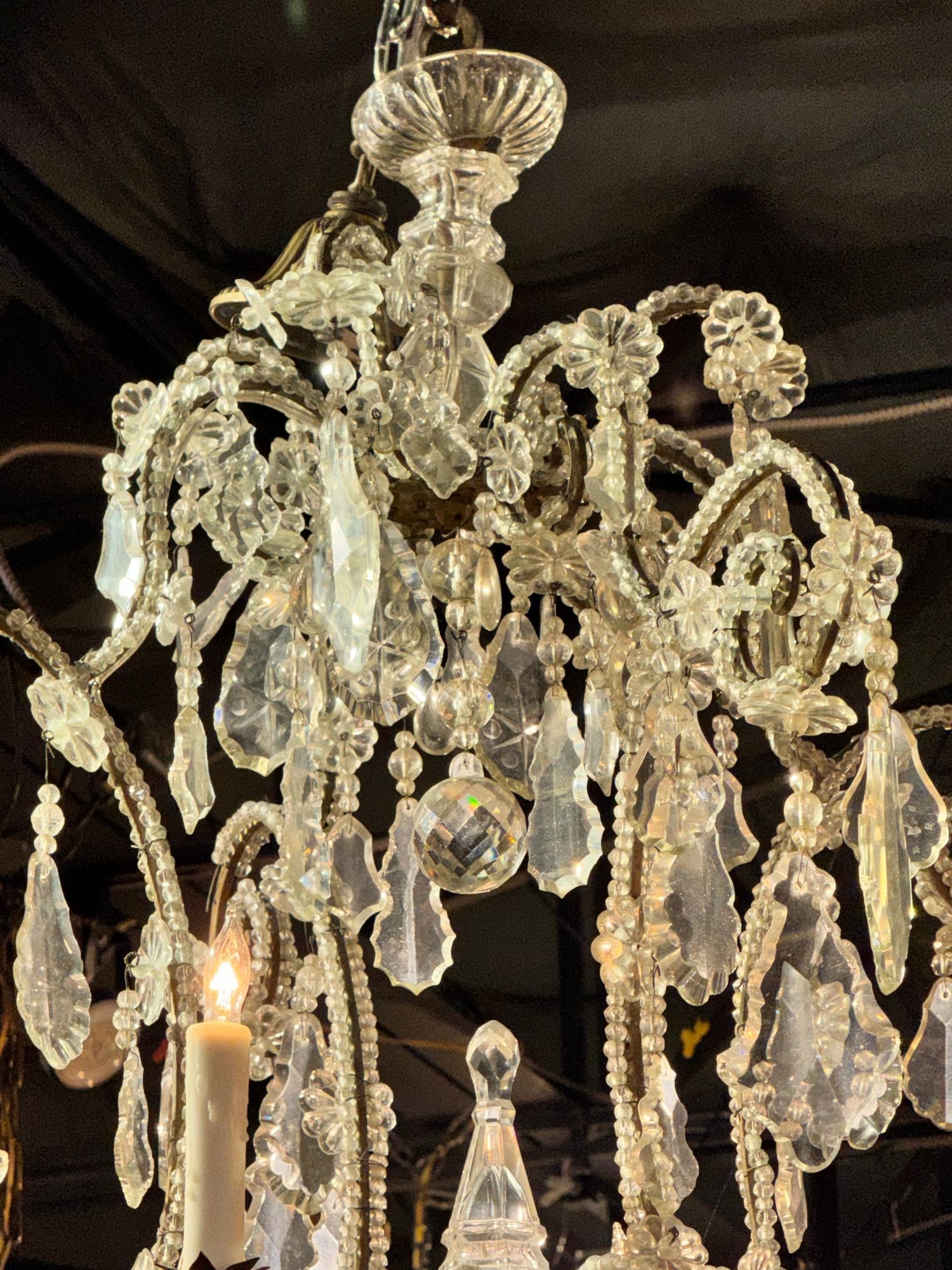 Large Italian Beaded Crystal Chandelier - Image 6