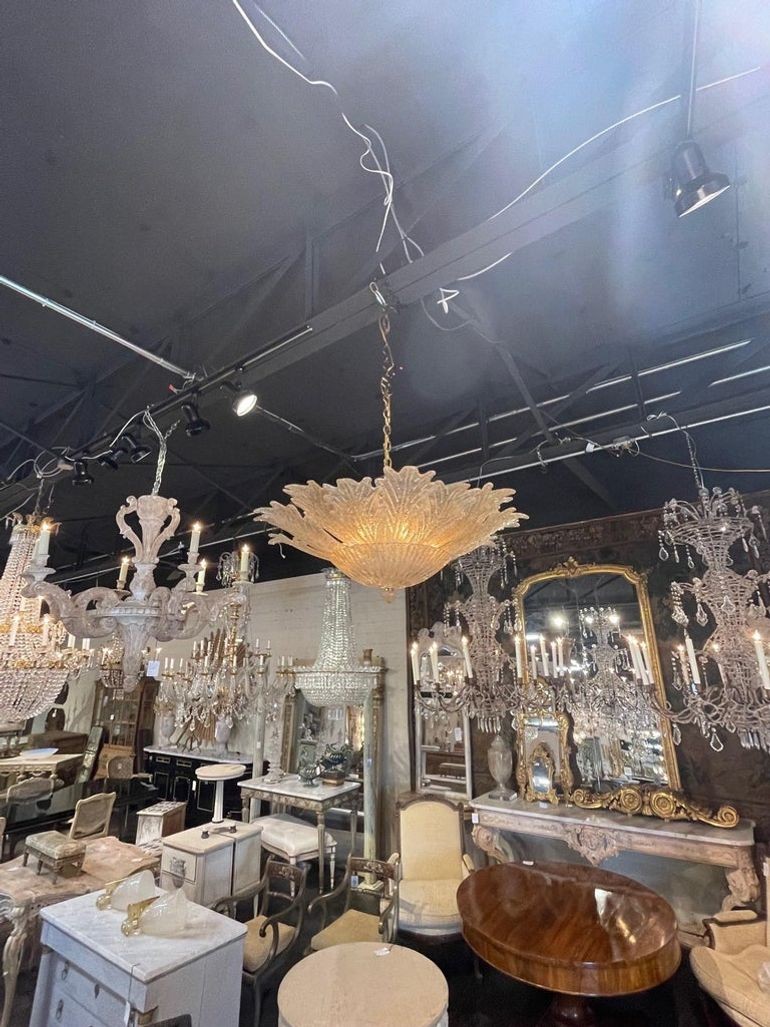 Murano Glass Gold Flecked Leaf Form Ceiling Mount Fixture - Image 6