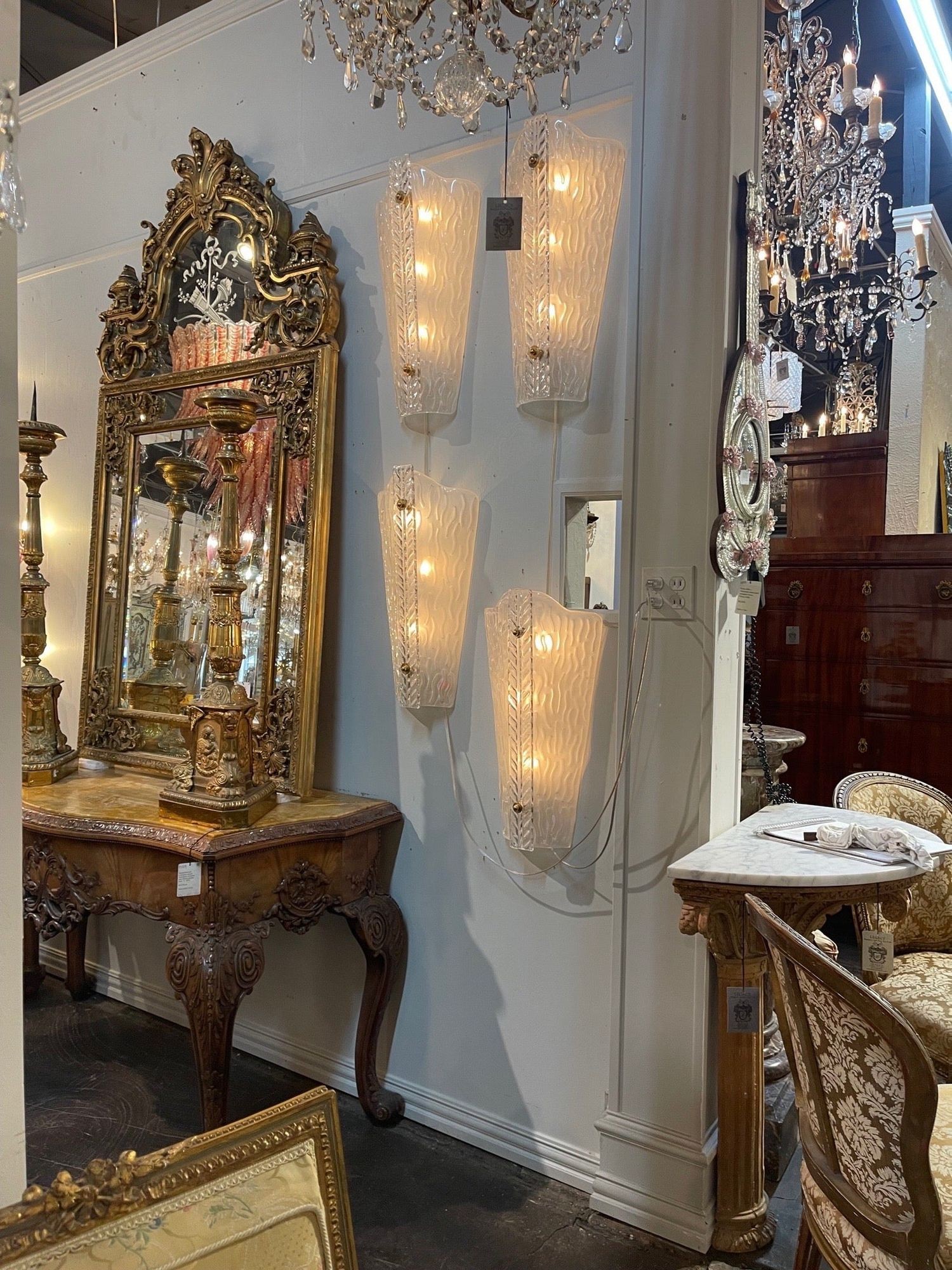 Pair of Frosted Murano Glass Sconces - Image 6