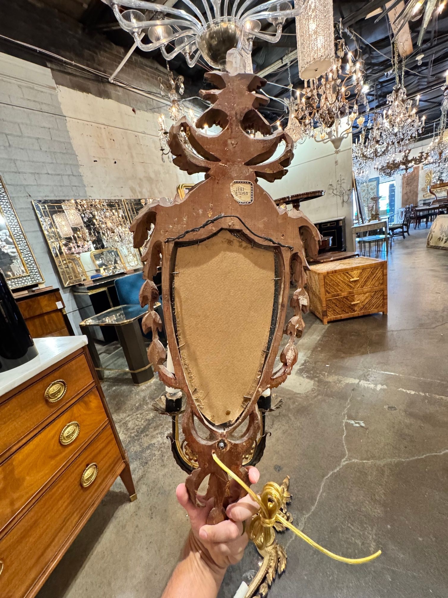 Pair of Italian Antique Giltwood Wall Sconces - Image 7