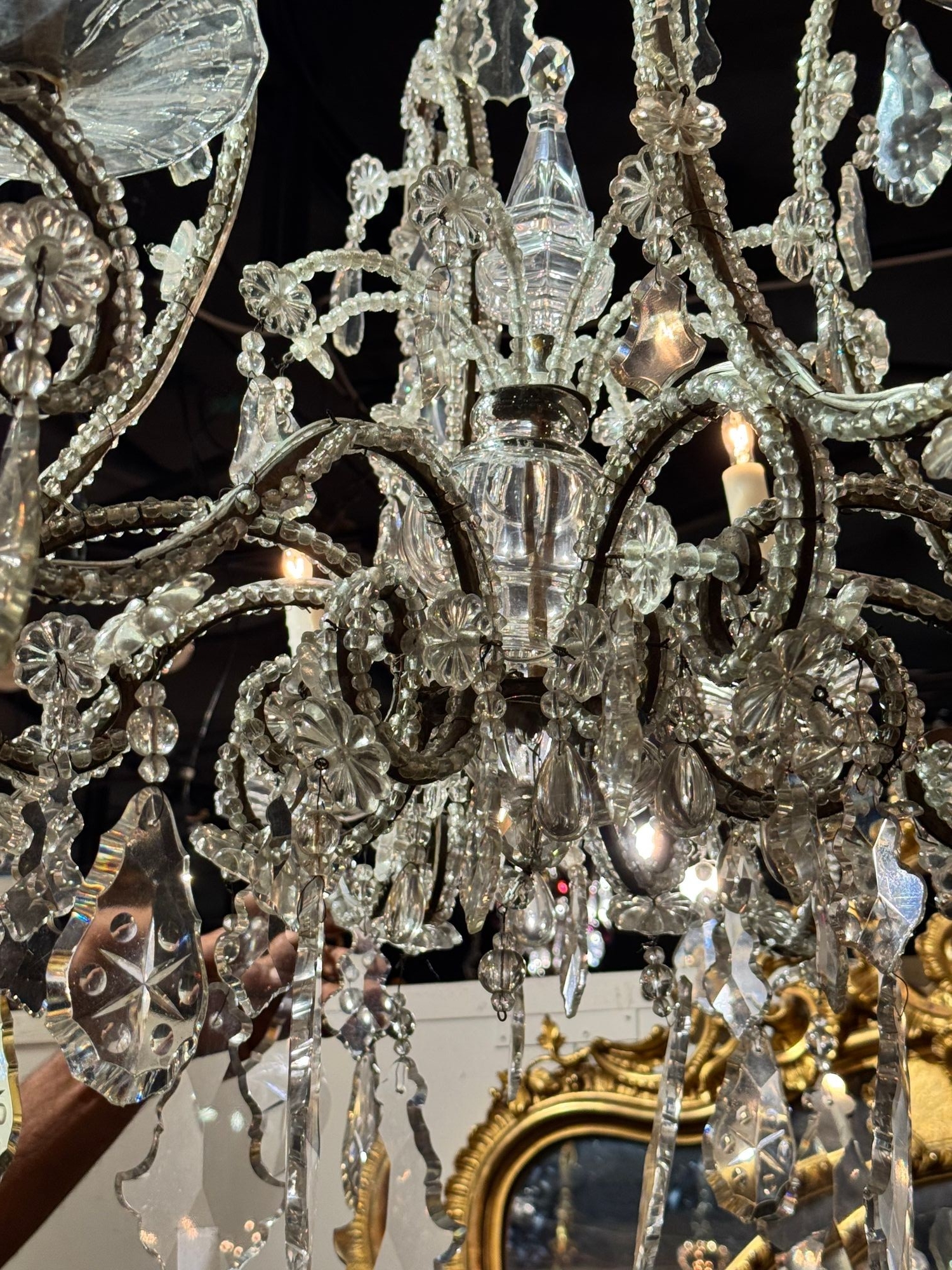 Large Italian Beaded Crystal Chandelier - Image 7