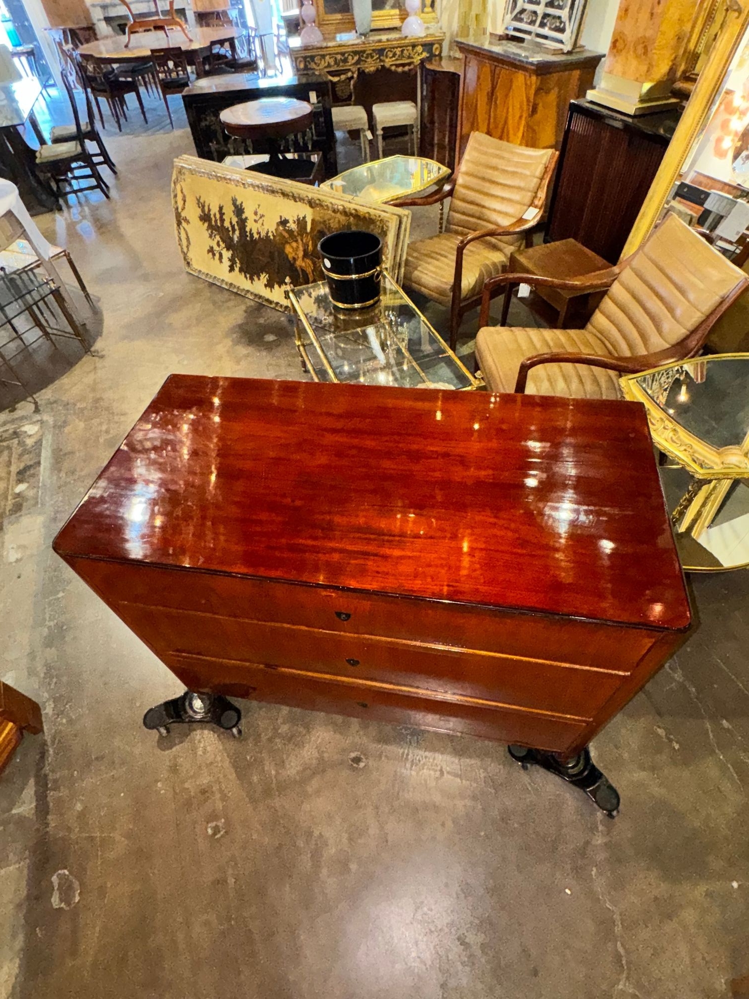 19th c. German Biedermeier Mahogany Commode - Image 7