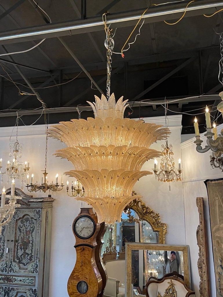 Gold Murano Glass Waterfall Chandelier - Image 7