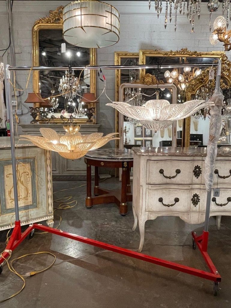 Murano Glass Gold Leaf Form Flush Mount Chandelier - Image 7