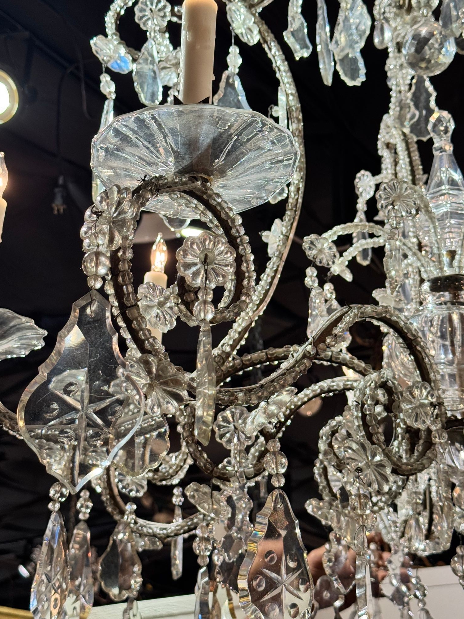 Large Italian Beaded Crystal Chandelier - Image 8