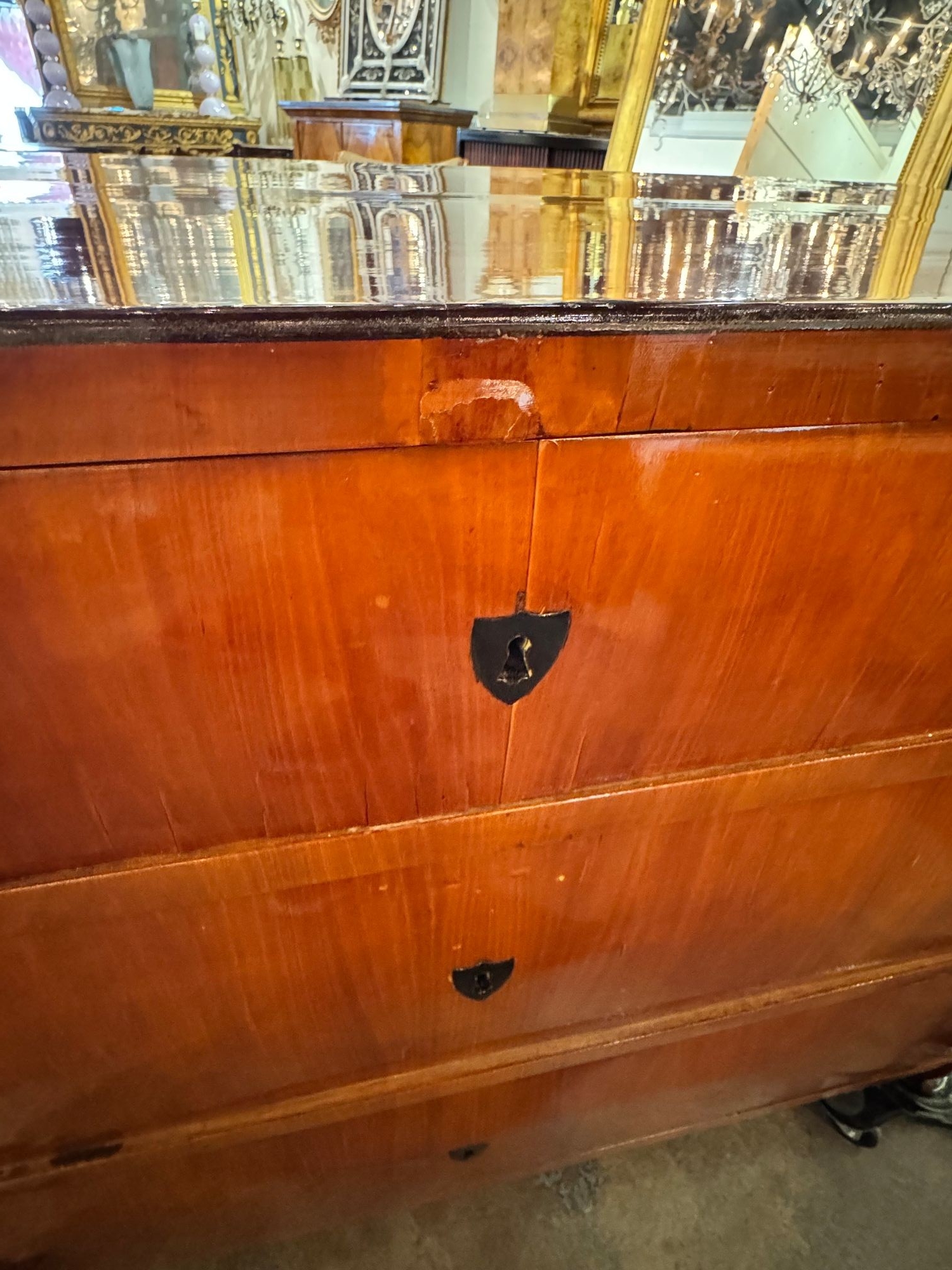 19th c. German Biedermeier Mahogany Commode - Image 8