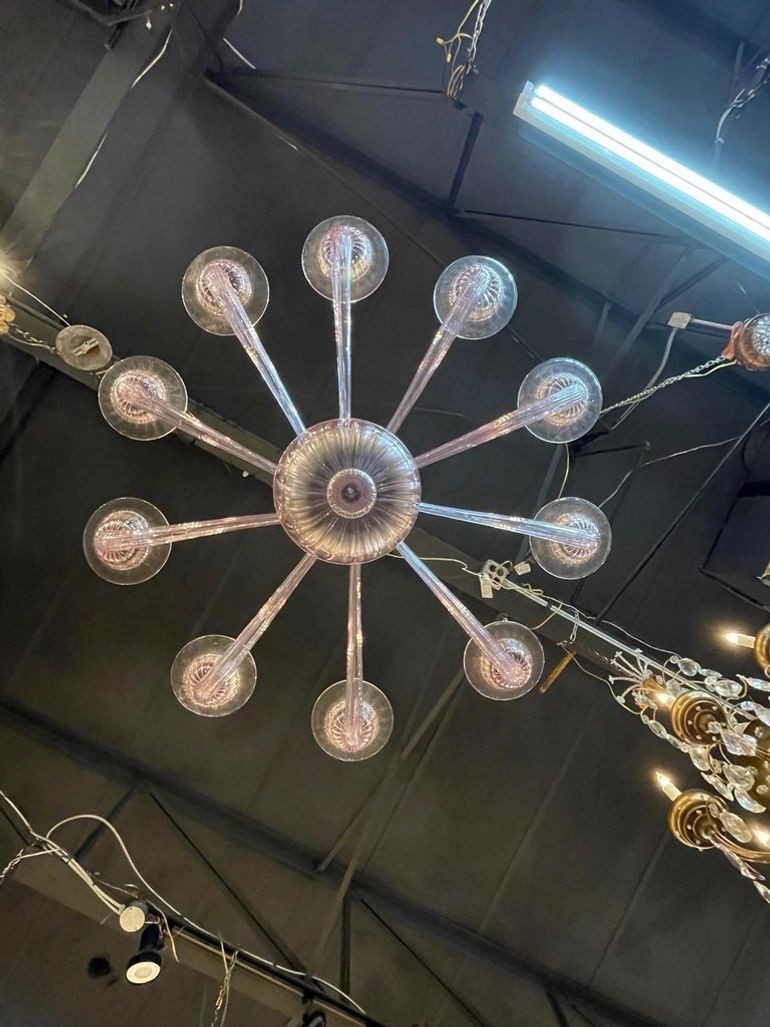 Modern Lavender Murano Glass 10 Arm Chandelier. - Image 8