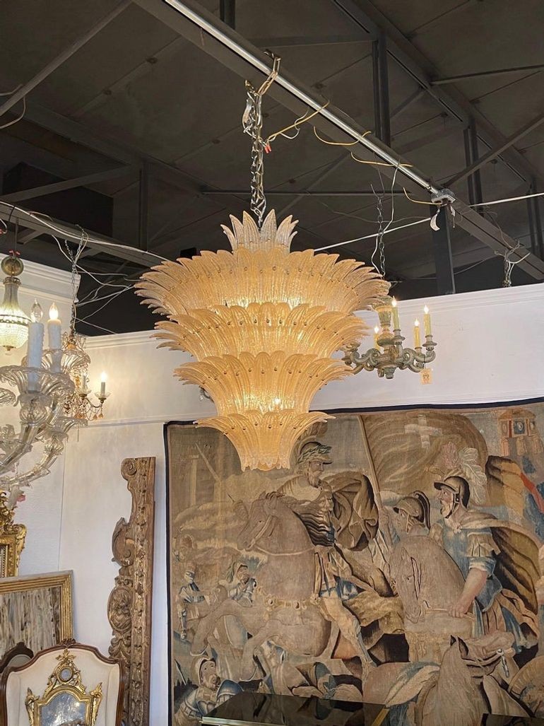 Gold Murano Glass Waterfall Chandelier - Image 8