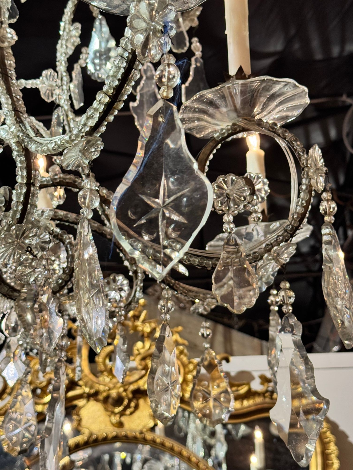 Large Italian Beaded Crystal Chandelier - Image 9
