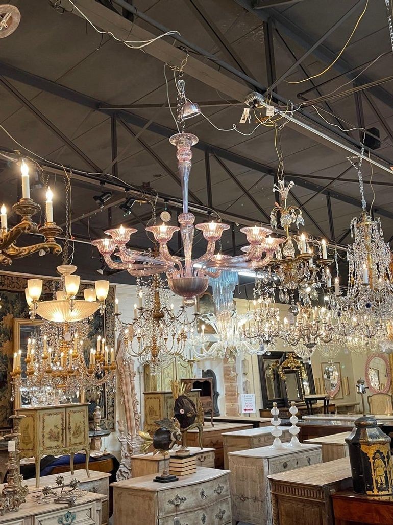 Modern Lavender Murano Glass 10 Arm Chandelier. - Image 9