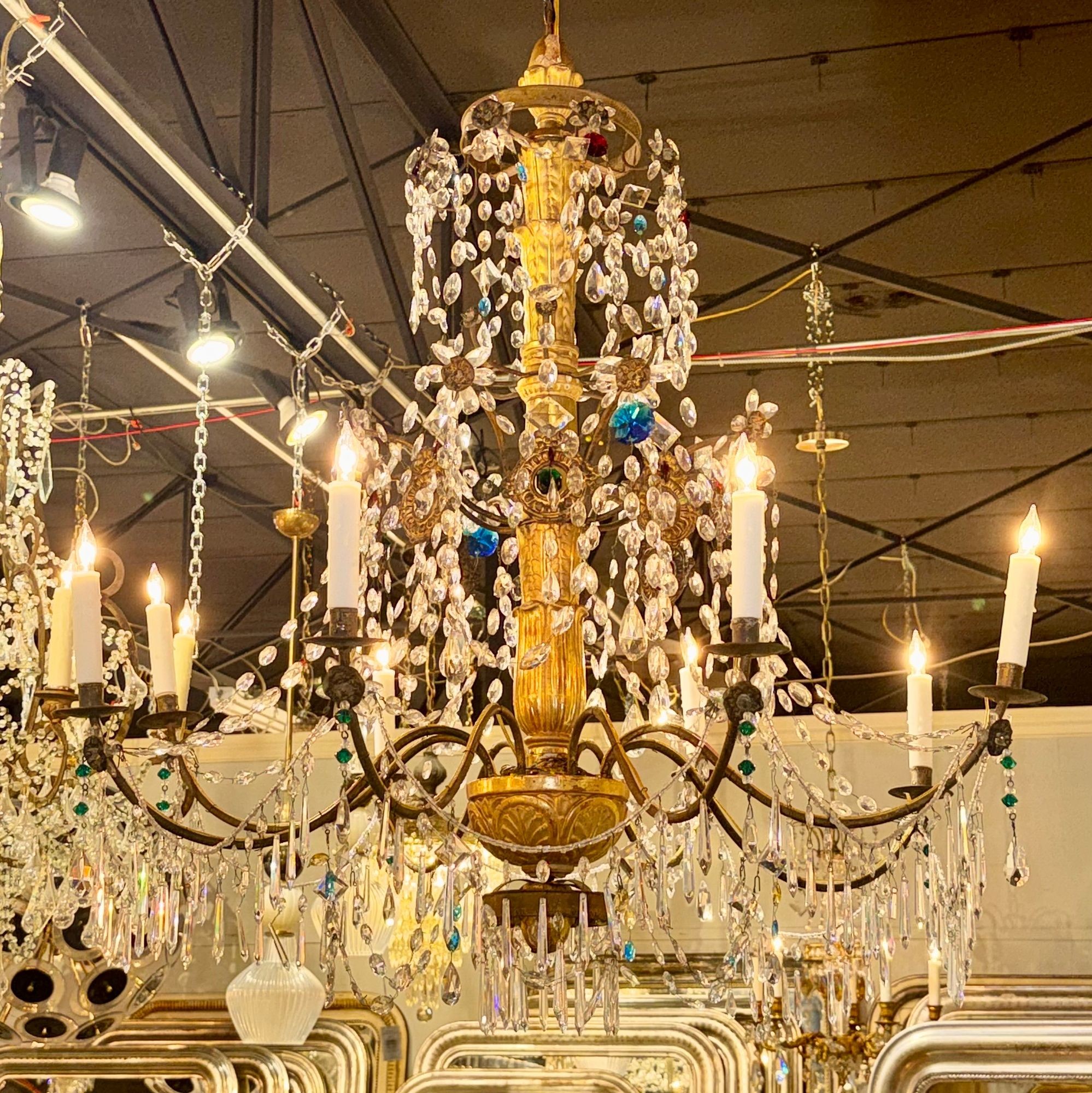 18th c. Italian Giltwood and Crystal Chandelier