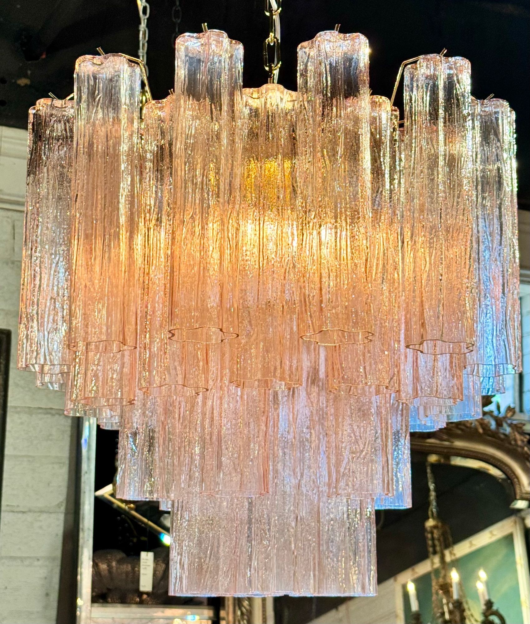 Pink Murano Tronchi Glass Chandelier