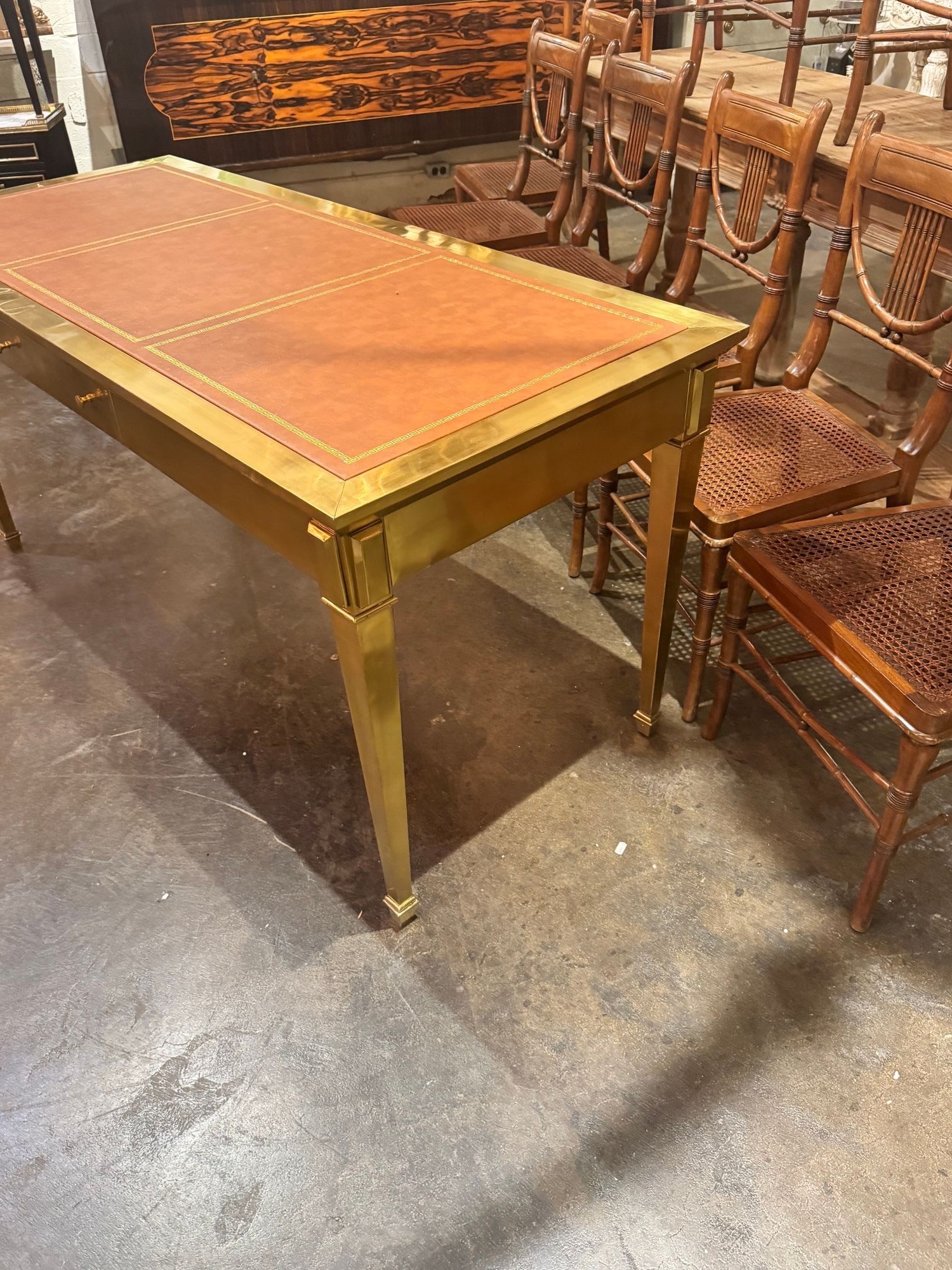 Italian John Vessey Style Brass Desk - Image 11
