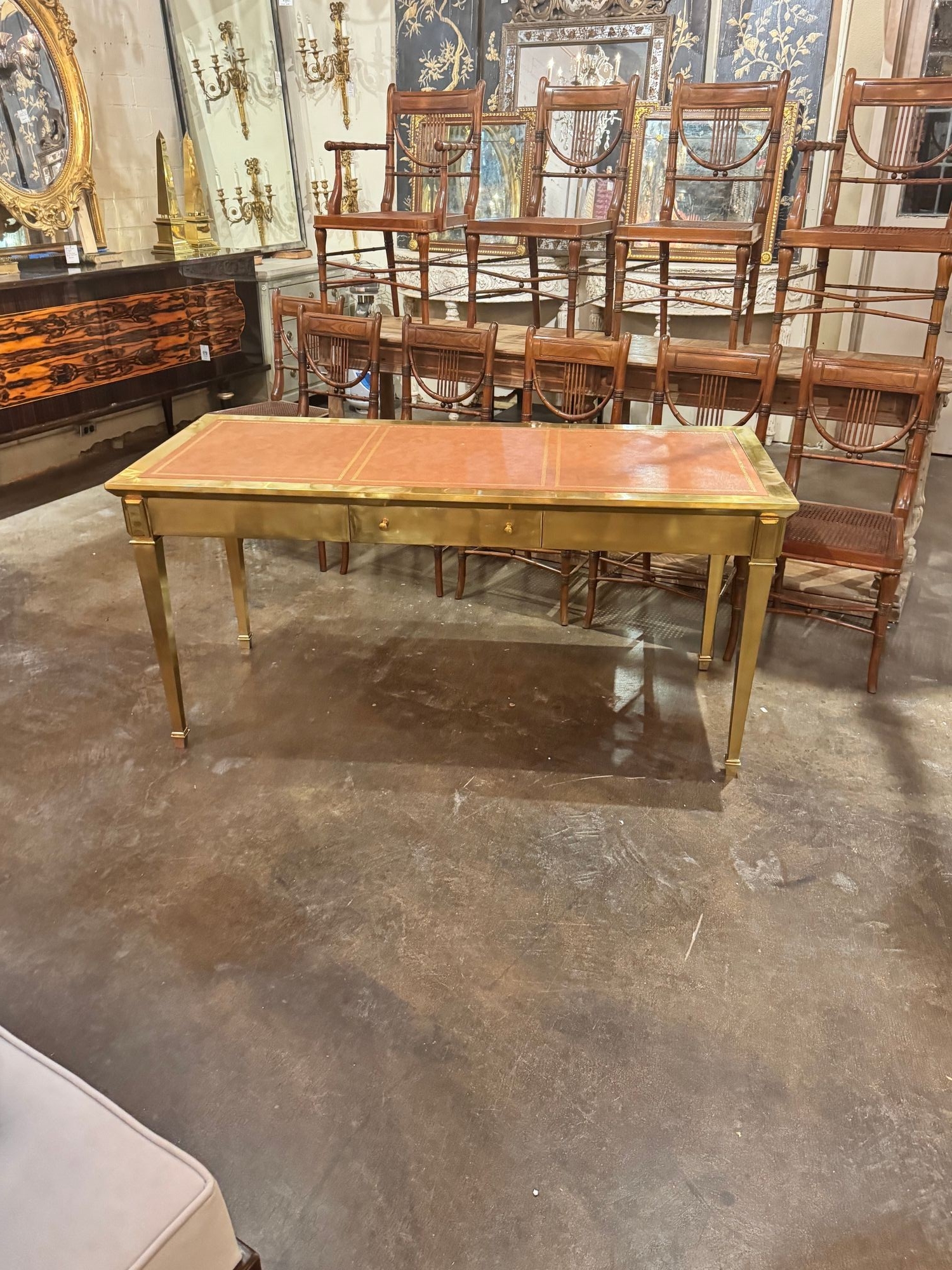 Italian John Vessey Style Brass Desk - Image 12