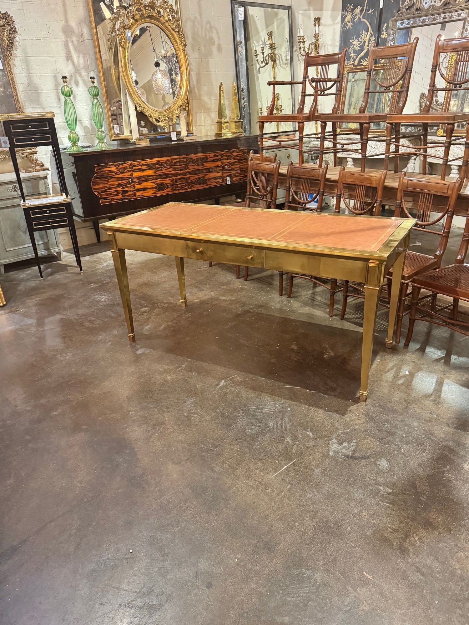 Italian John Vessey Style Brass Desk - Image 13