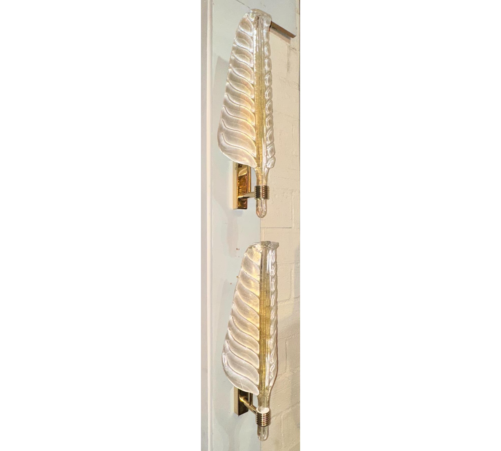 Pair of Murano Glass Leaf Form Sconces - Image 2