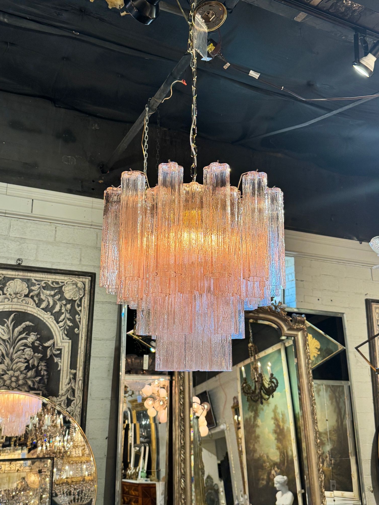 Pink Murano Tronchi Glass Chandelier - Image 2