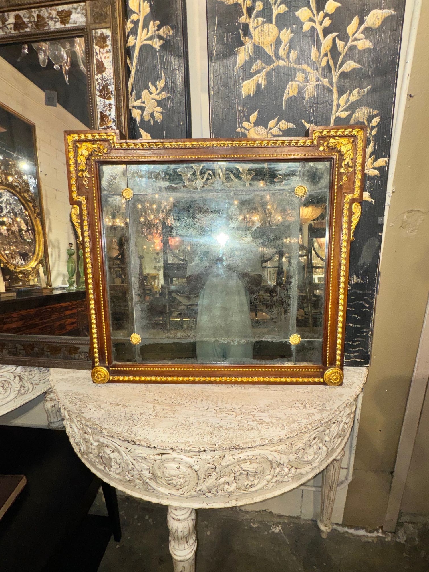 19th c. French Walnut and Gilt Mirrors - Image 2