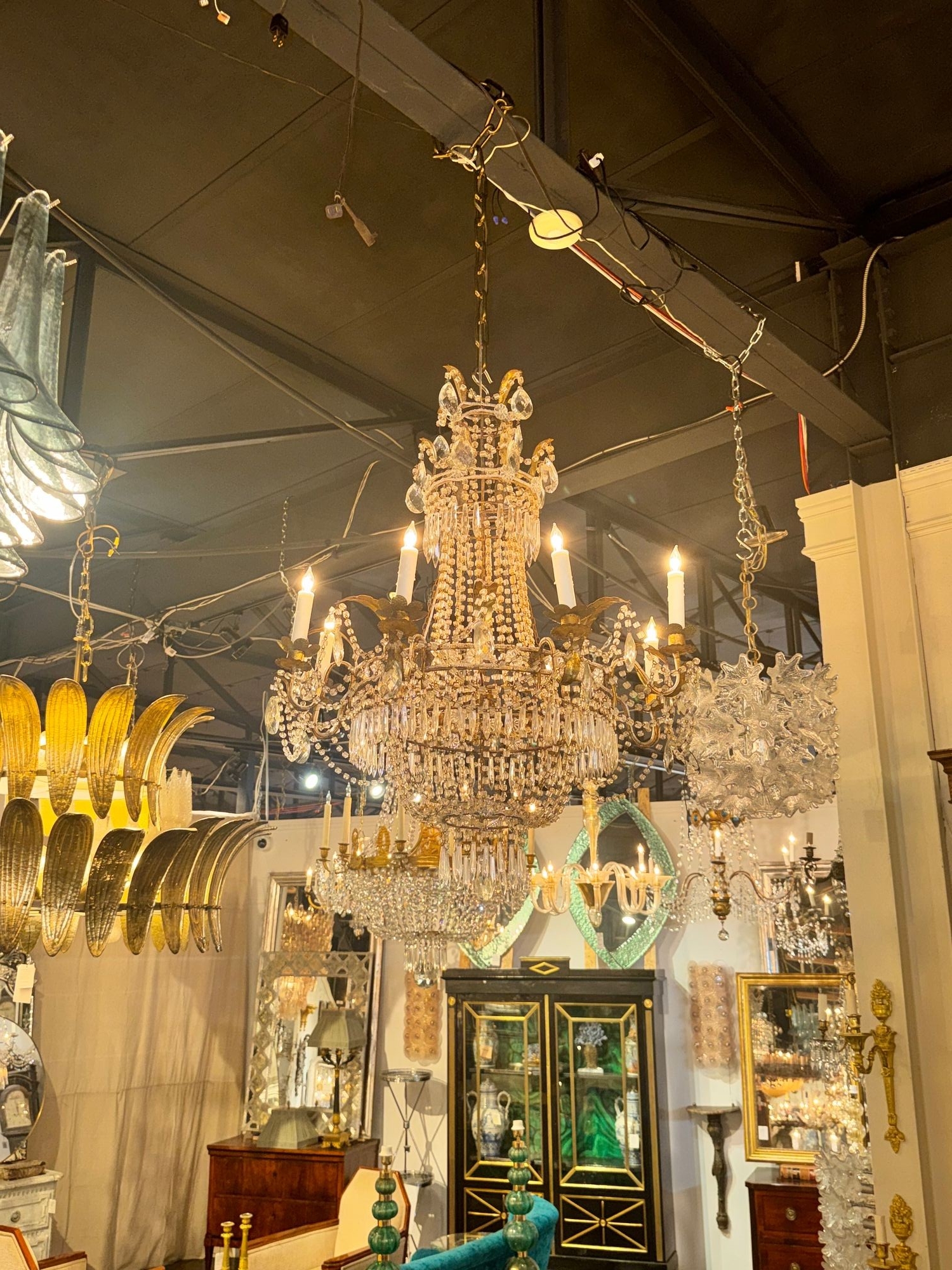 French Empire Crystal Basket Chandelier - Image 2