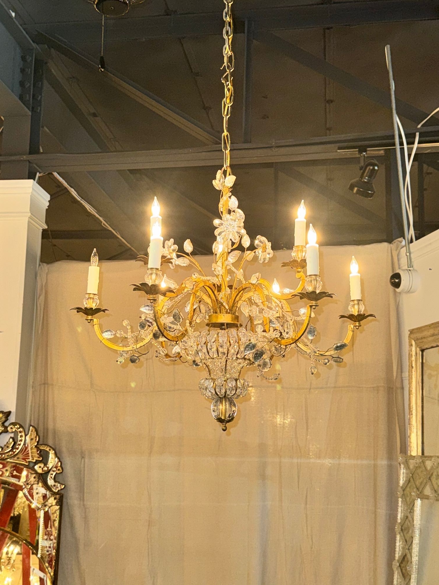 French Maison Bagues Crystal Flower Chandelier - Image 2