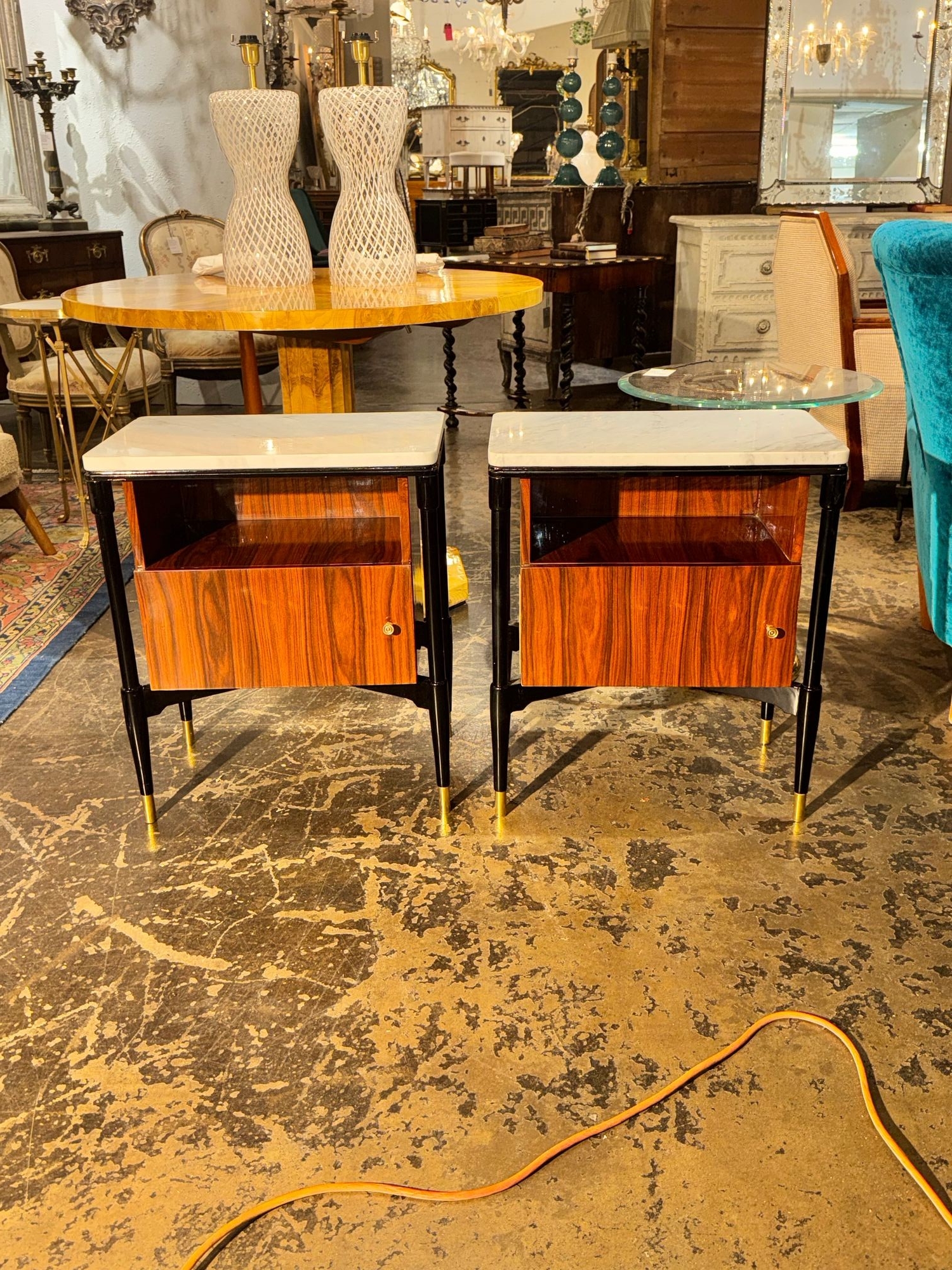Pair of Italian Art Deco Style Palisander Side Tables - Image 2