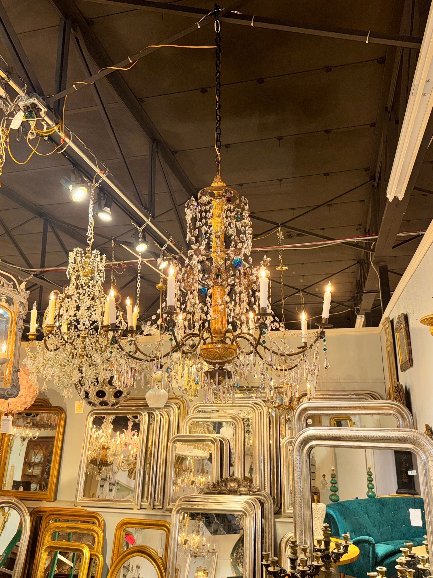 18th c. Italian Giltwood and Crystal Chandelier - Image 2