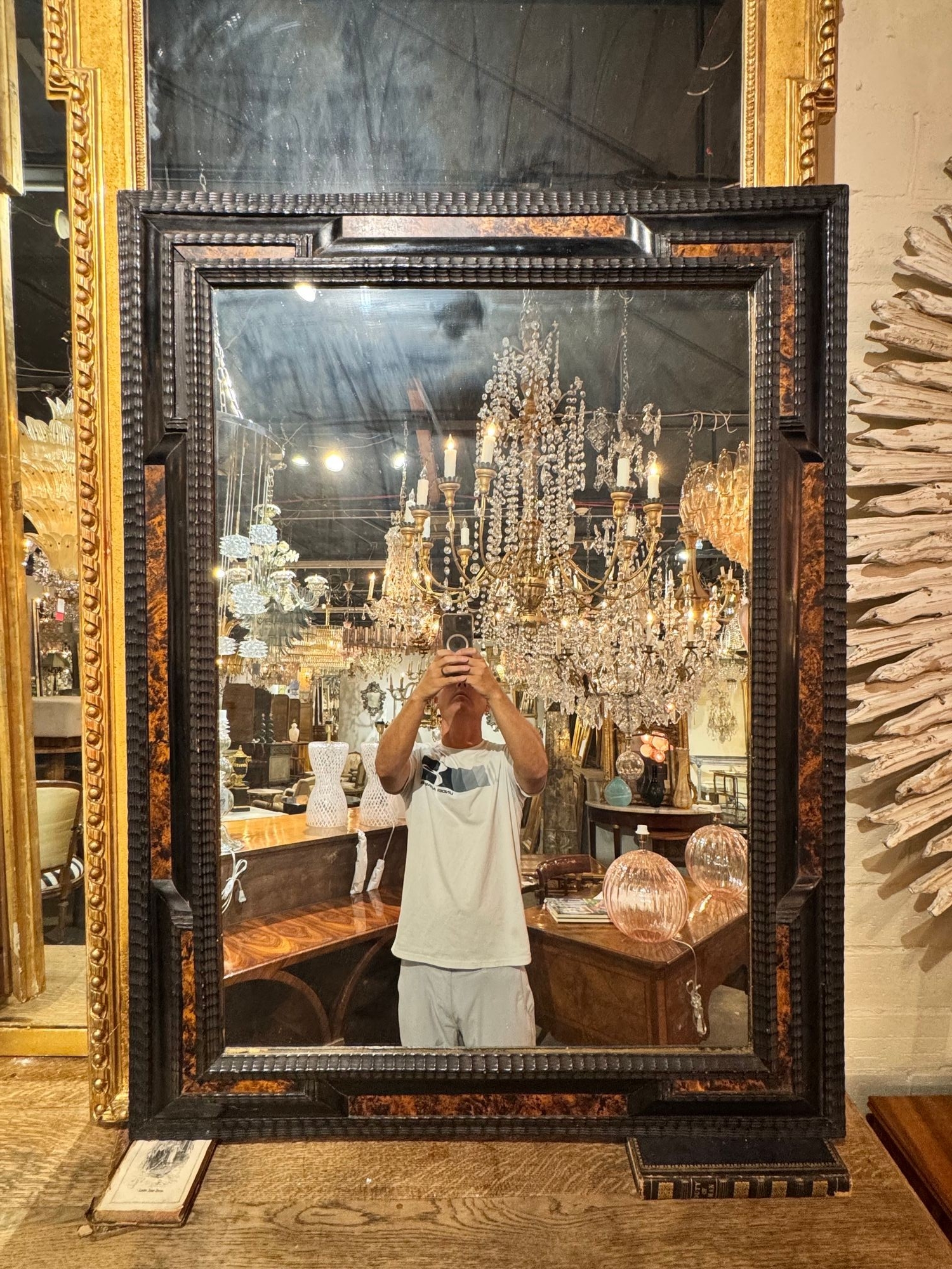 19th c. Portuguese Carved Ebony Mirrors - Image 2