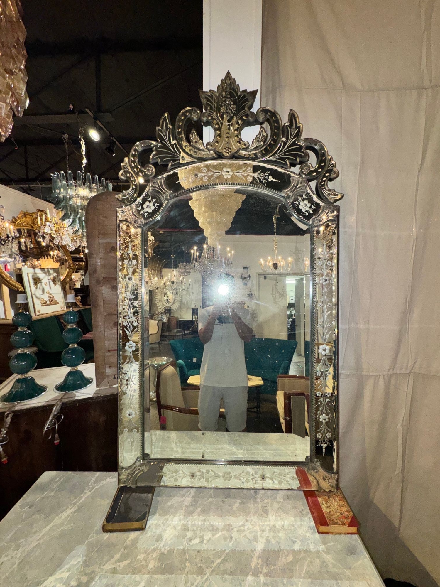 Early 20th c. Venetian Etched Mirror - Image 2