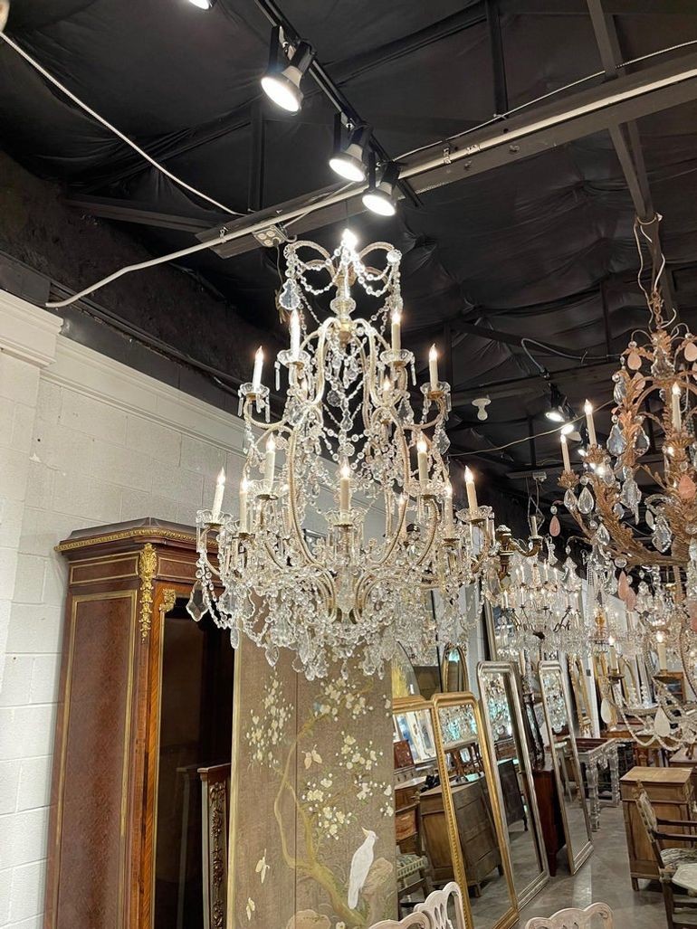 Large Scale Italian Beaded Crystal 18 Light Chandelier - Image 2