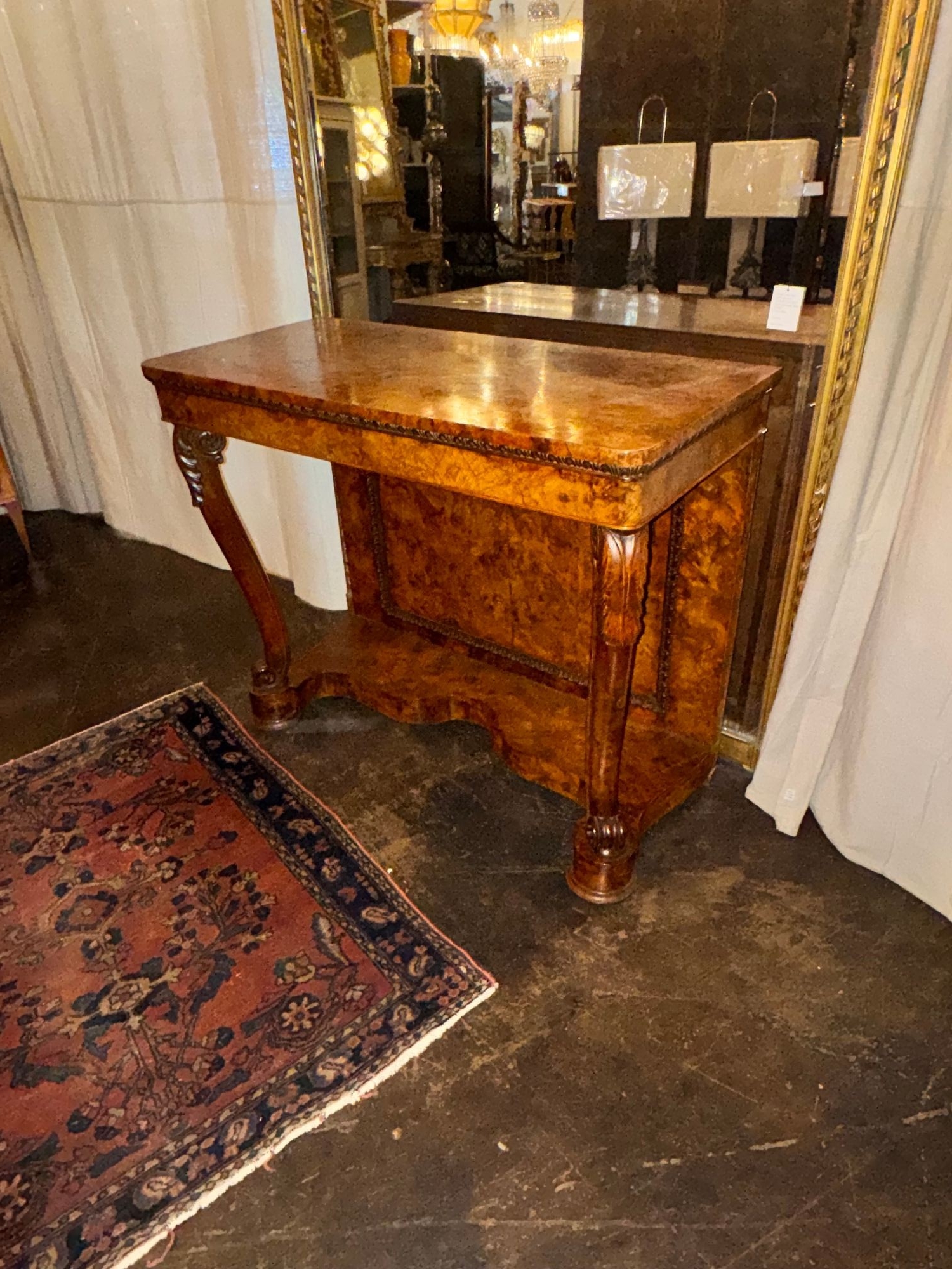 19th c. Italian Burl Walnut Console - Image 3