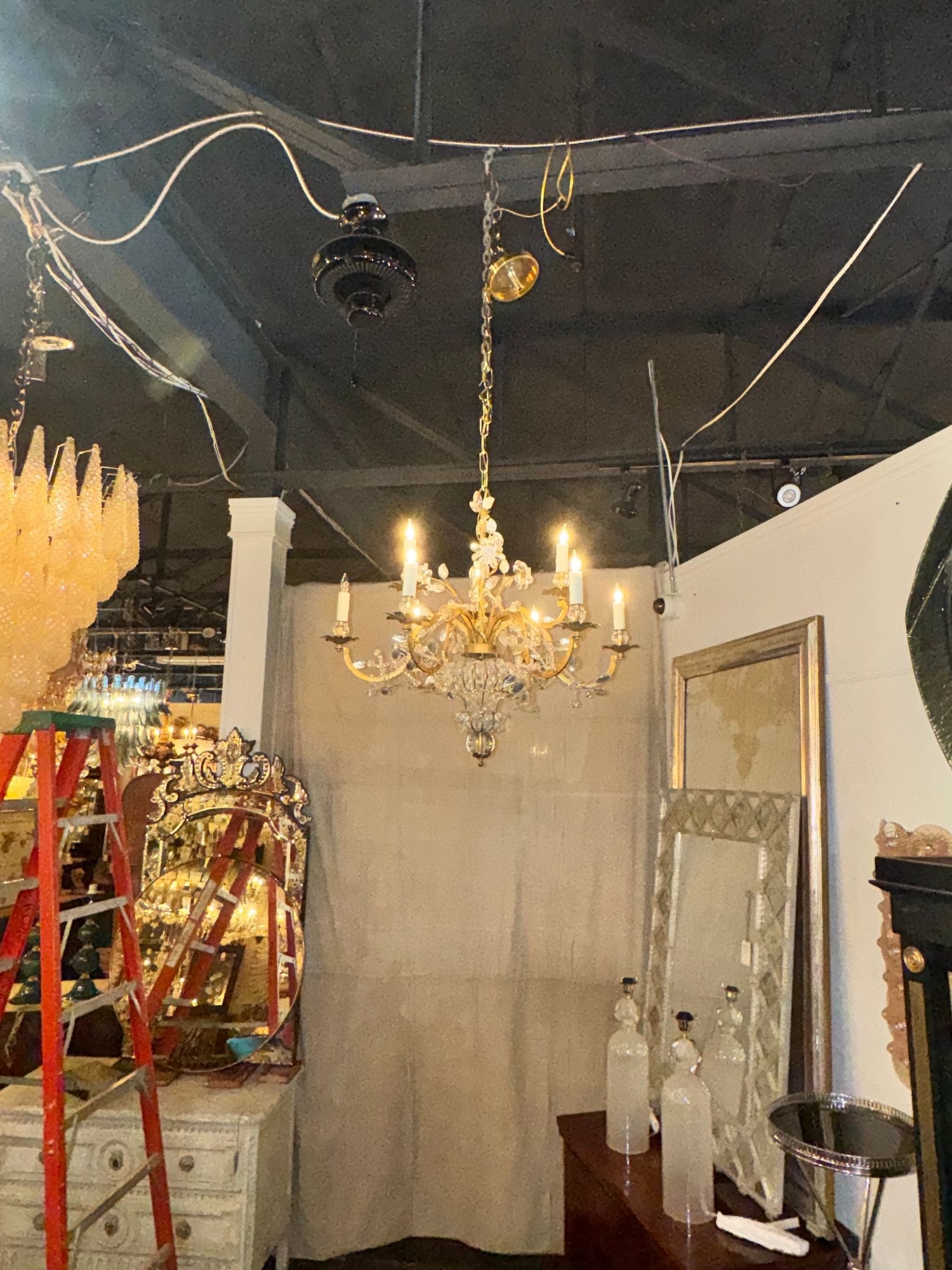 French Maison Bagues Crystal Flower Chandelier - Image 3