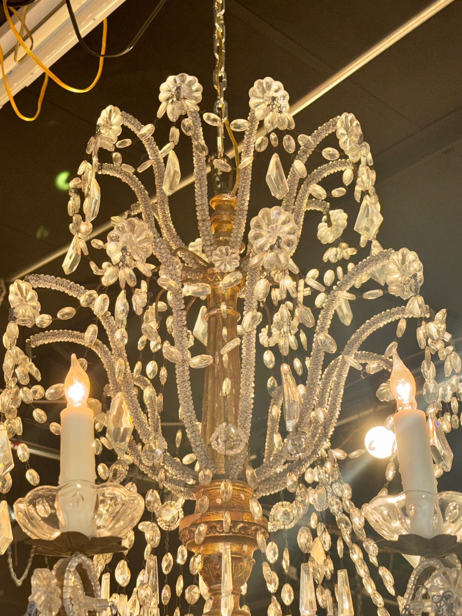 Large 19th c. Italian Giltwood and Crystal Chandelier - Image 3
