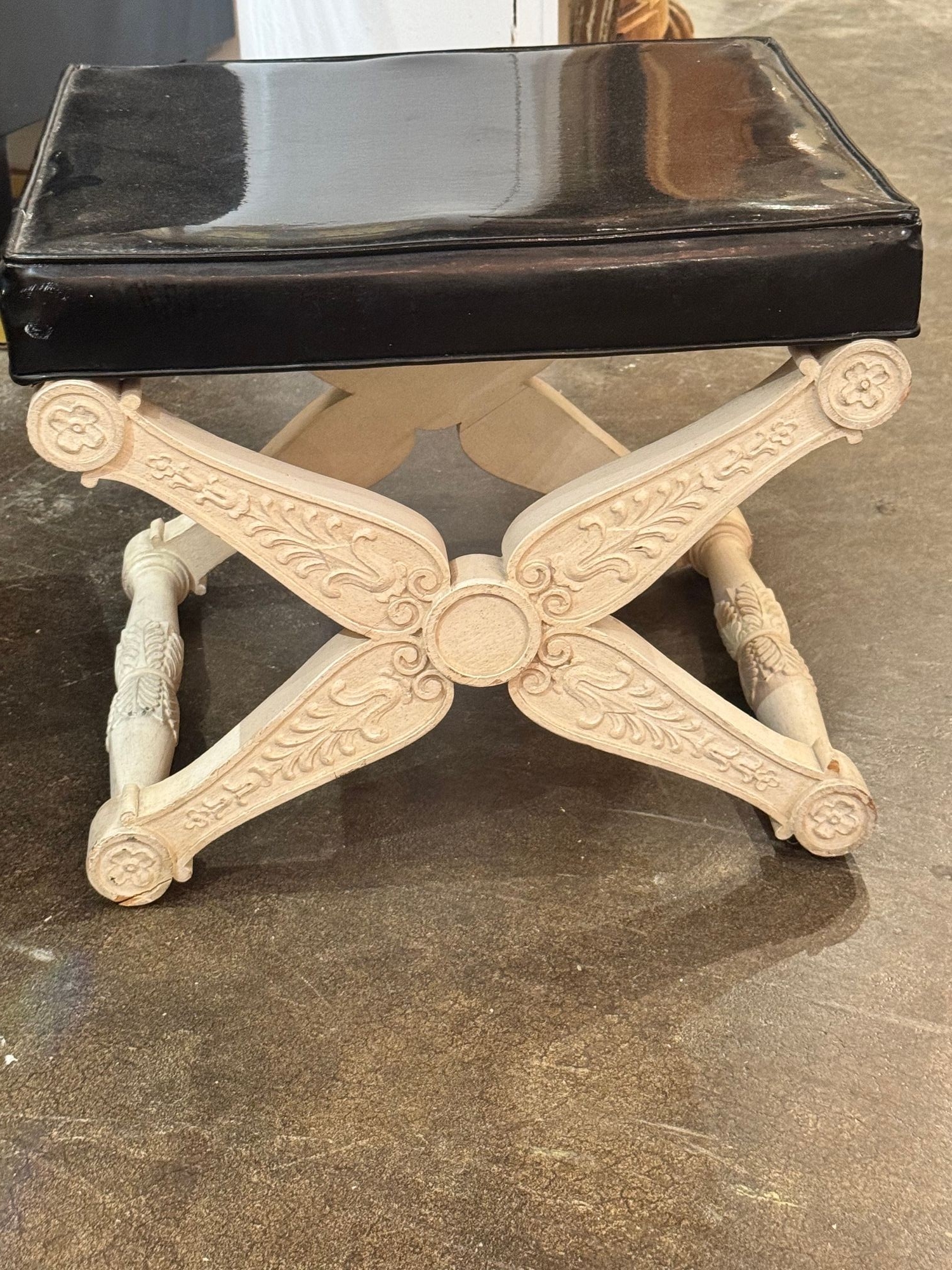 Pair of French Carved and Painted X Form Benches - Image 3
