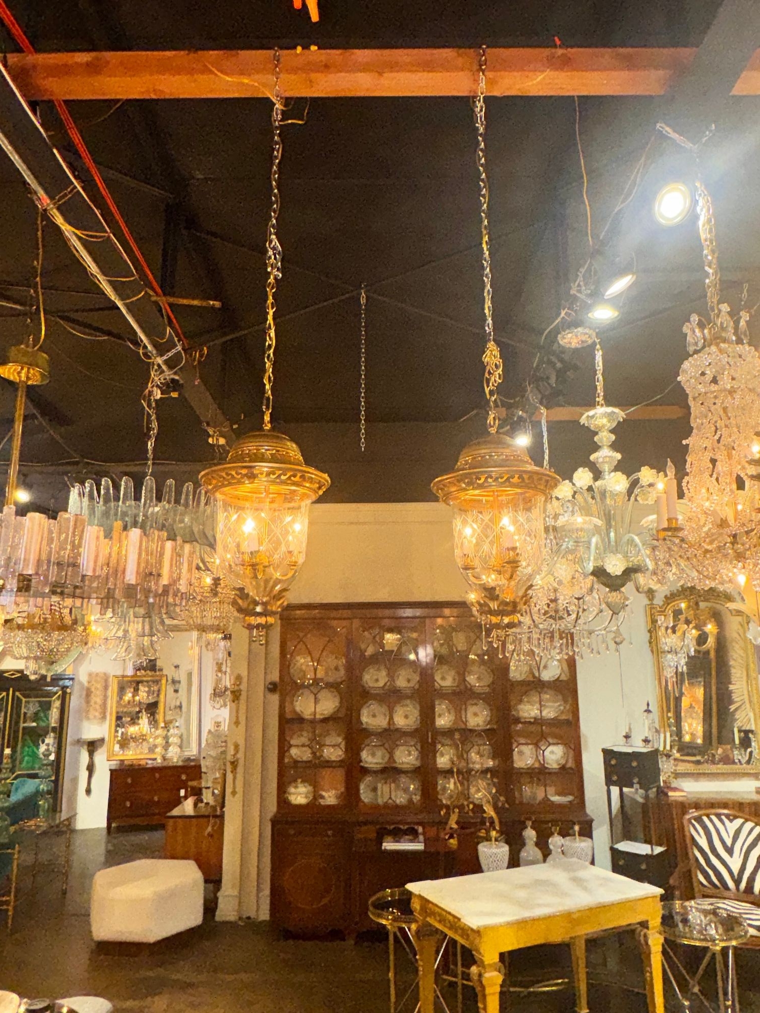 Pair of French Gilt Tole Lanterns - Image 3