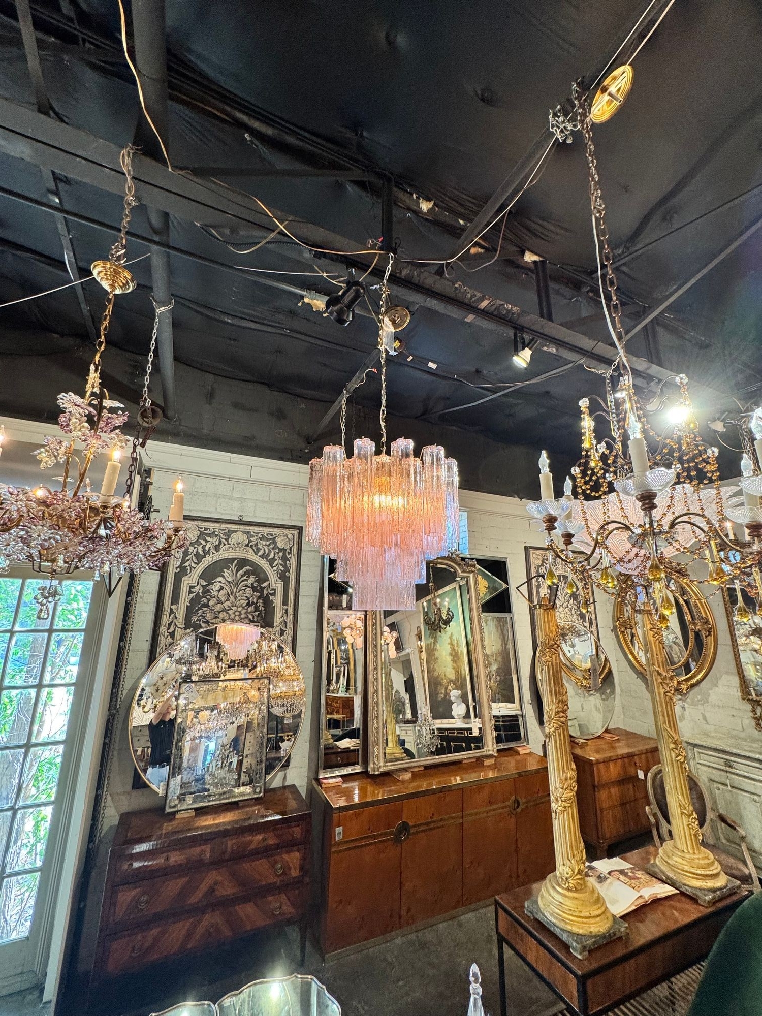 Pink Murano Tronchi Glass Chandelier - Image 3