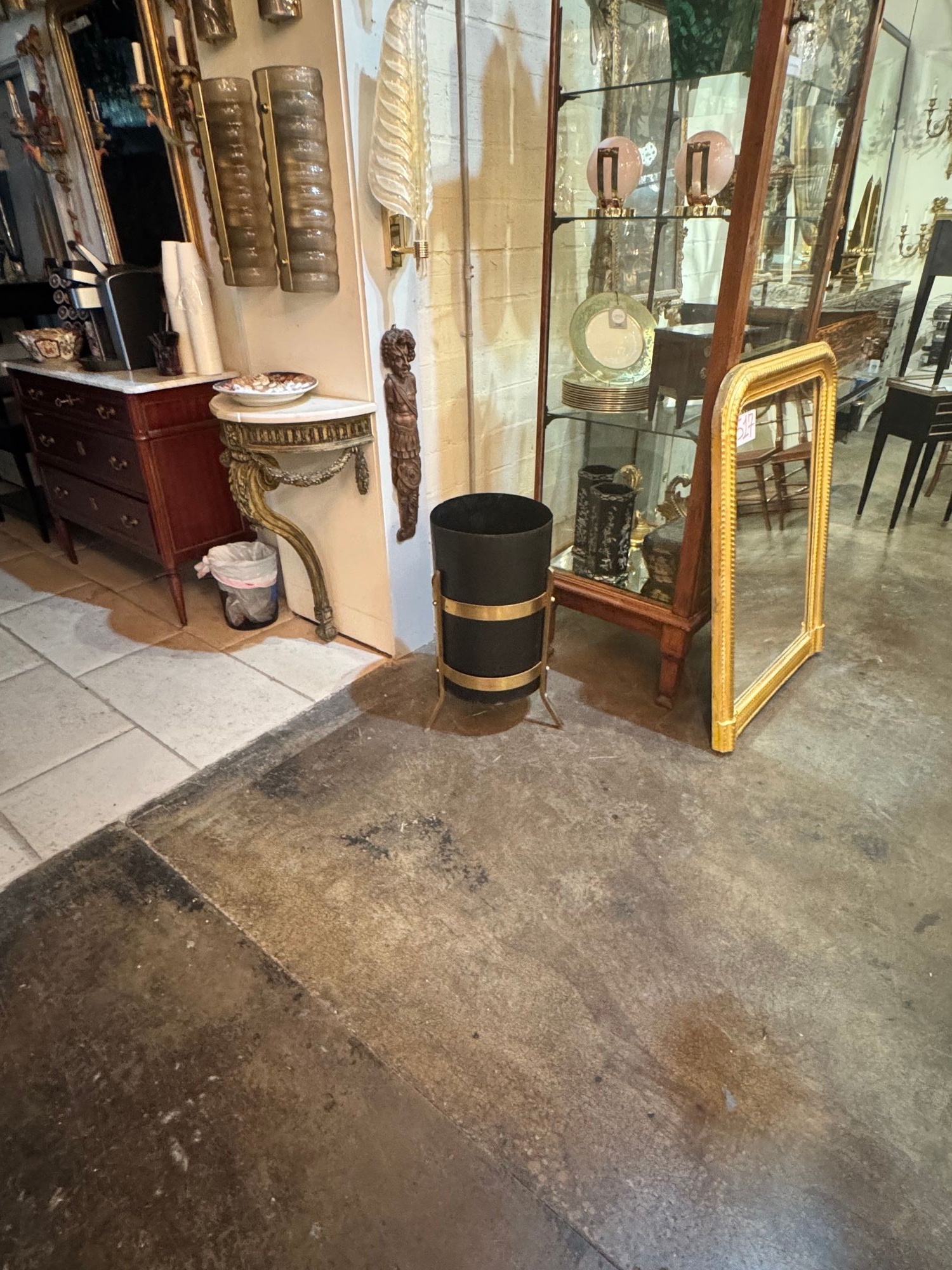 Italian MCM Style Steel and Brass Umbrella Stands - Image 3
