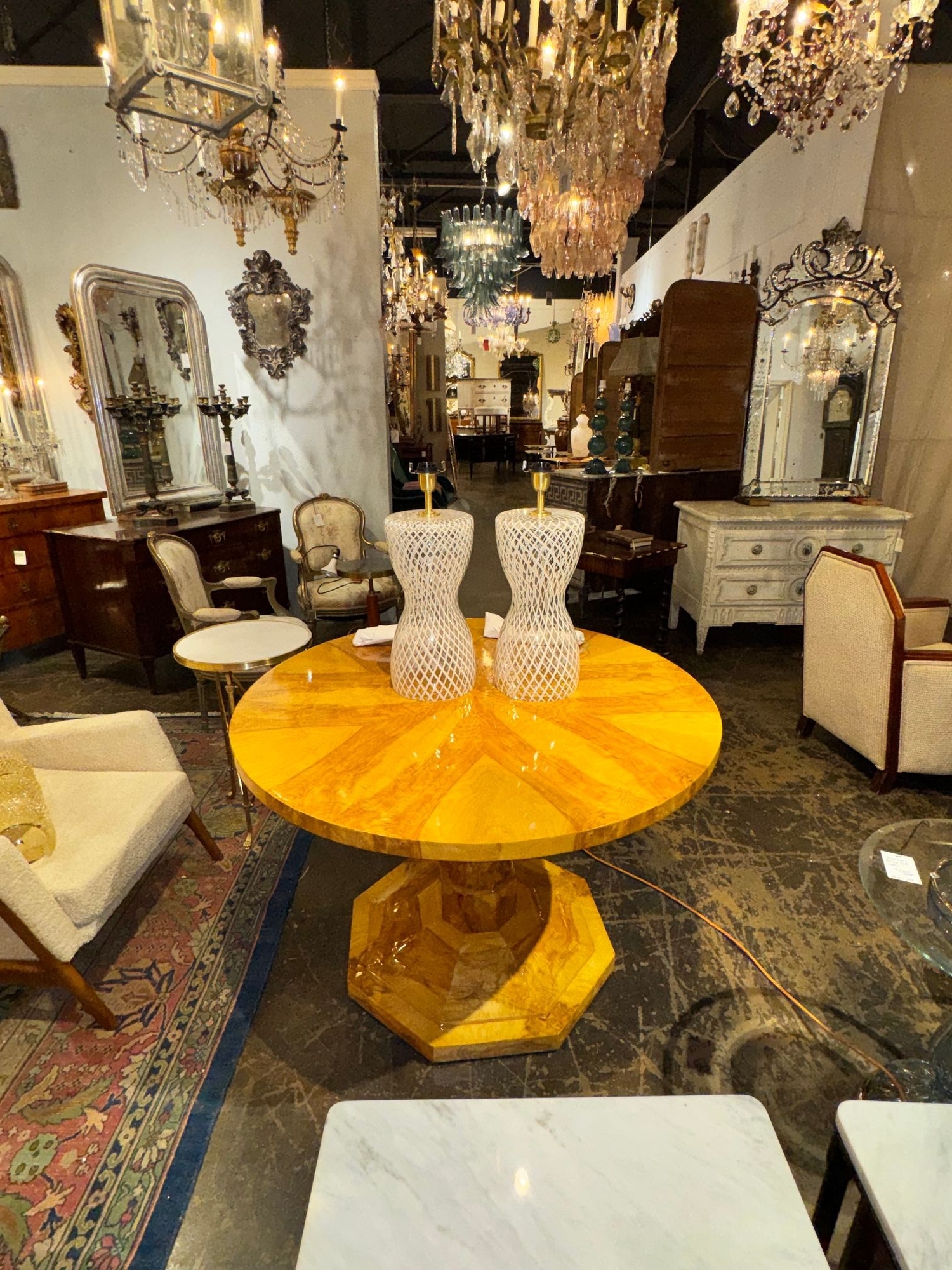 Pair of Vintage Murano Glass Lattice Lamps - Image 3