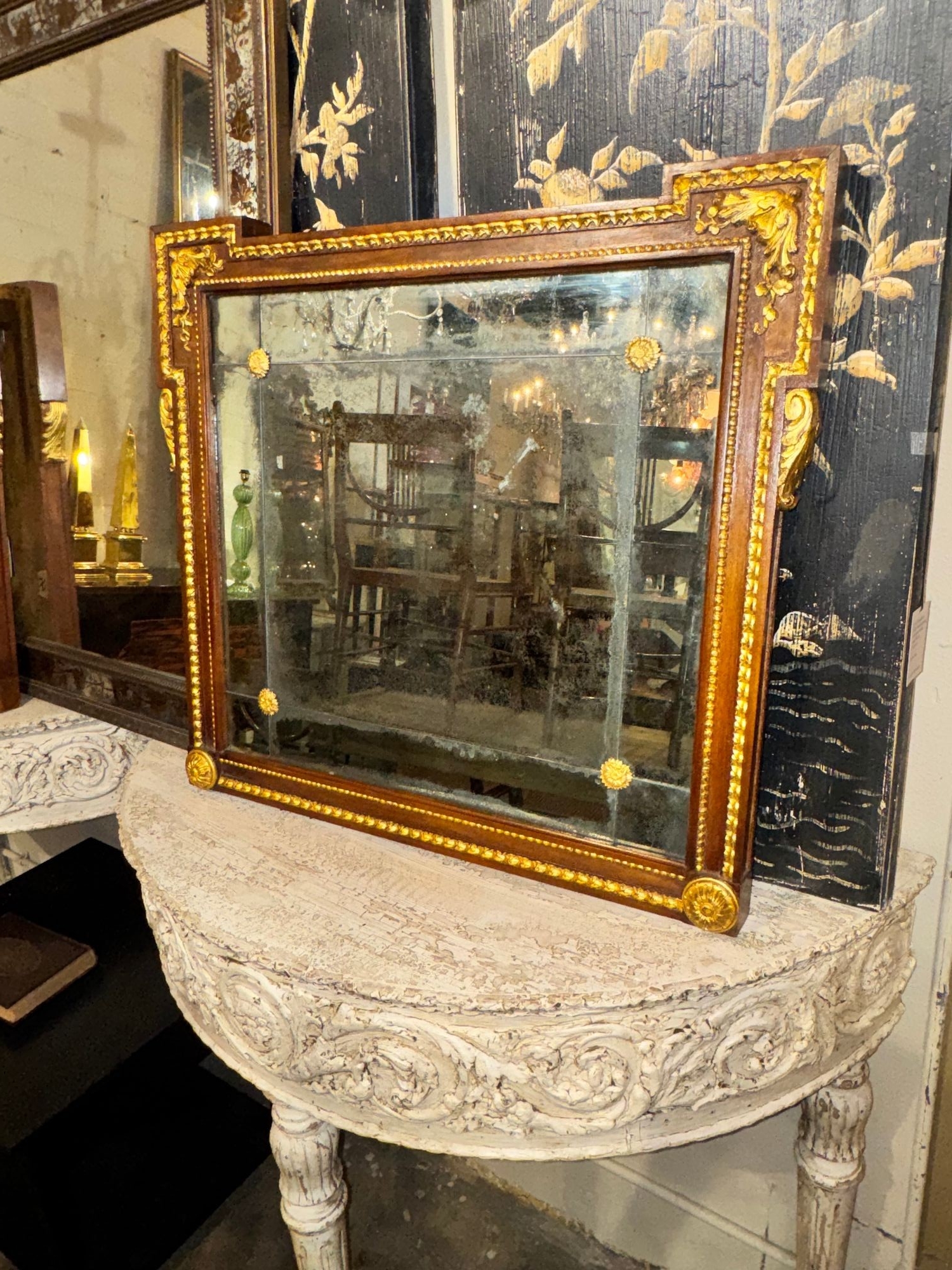 19th c. French Walnut and Gilt Mirrors - Image 3