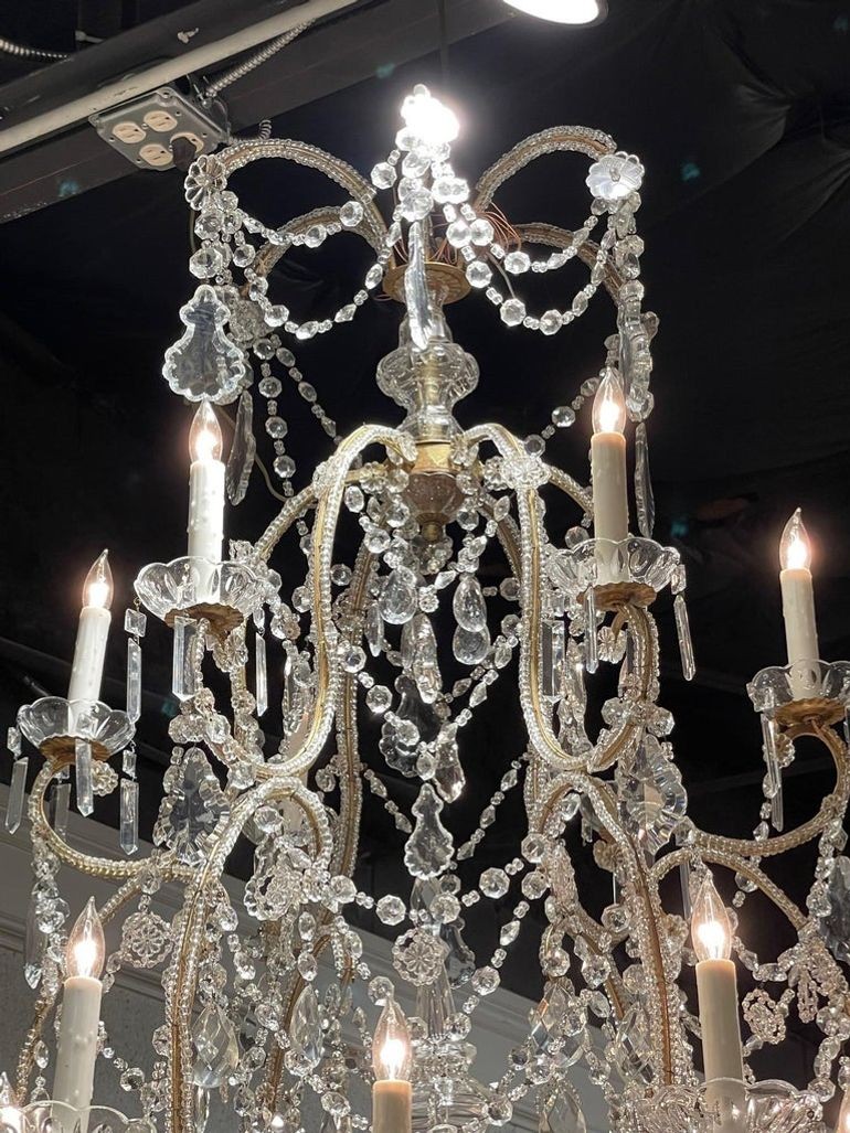 Large Scale Italian Beaded Crystal 18 Light Chandelier - Image 3