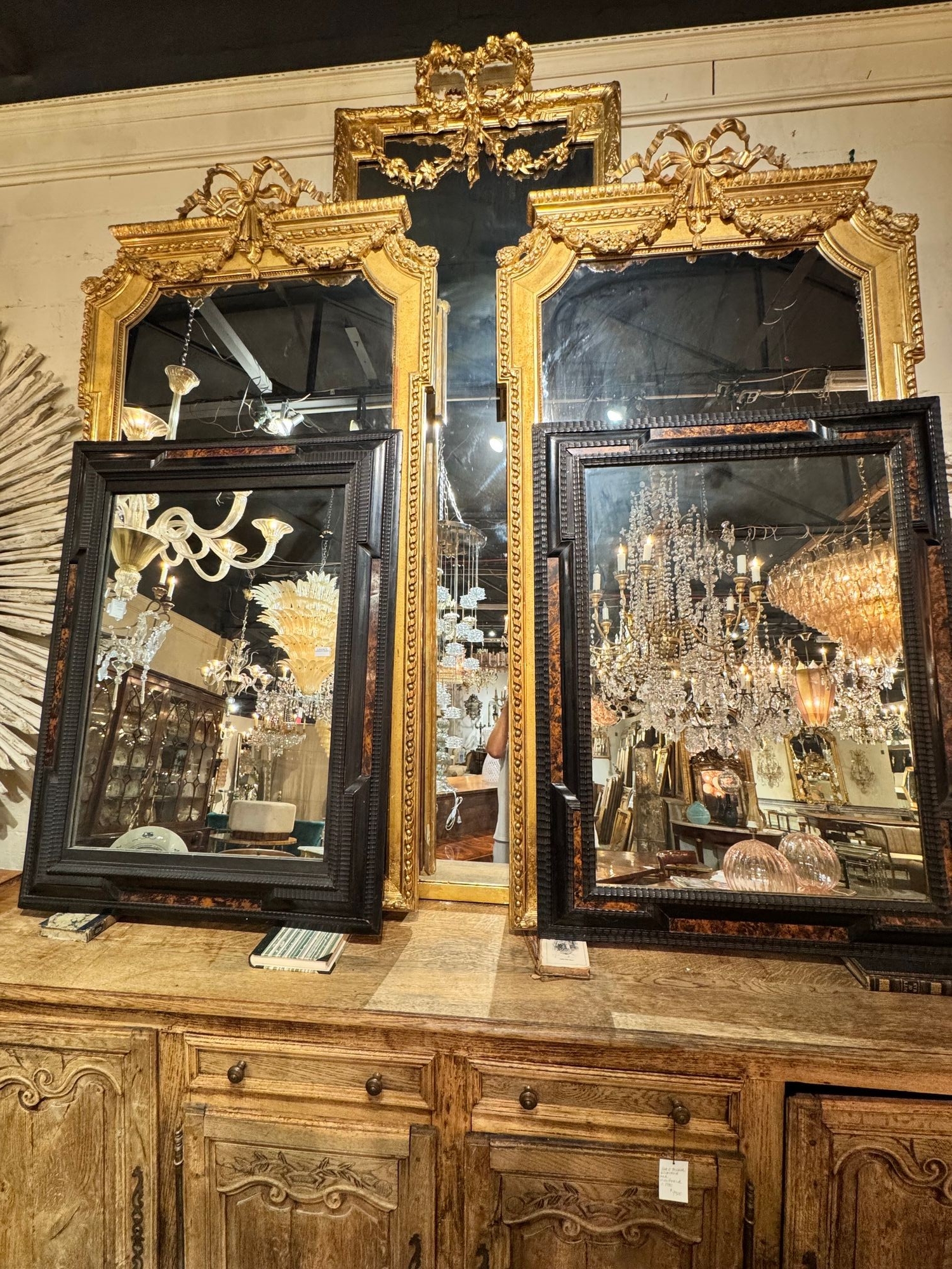 19th c. Portuguese Carved Ebony Mirrors - Image 4