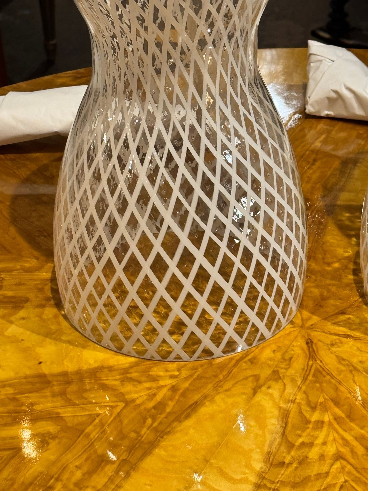 Pair of Vintage Murano Glass Lattice Lamps - Image 4