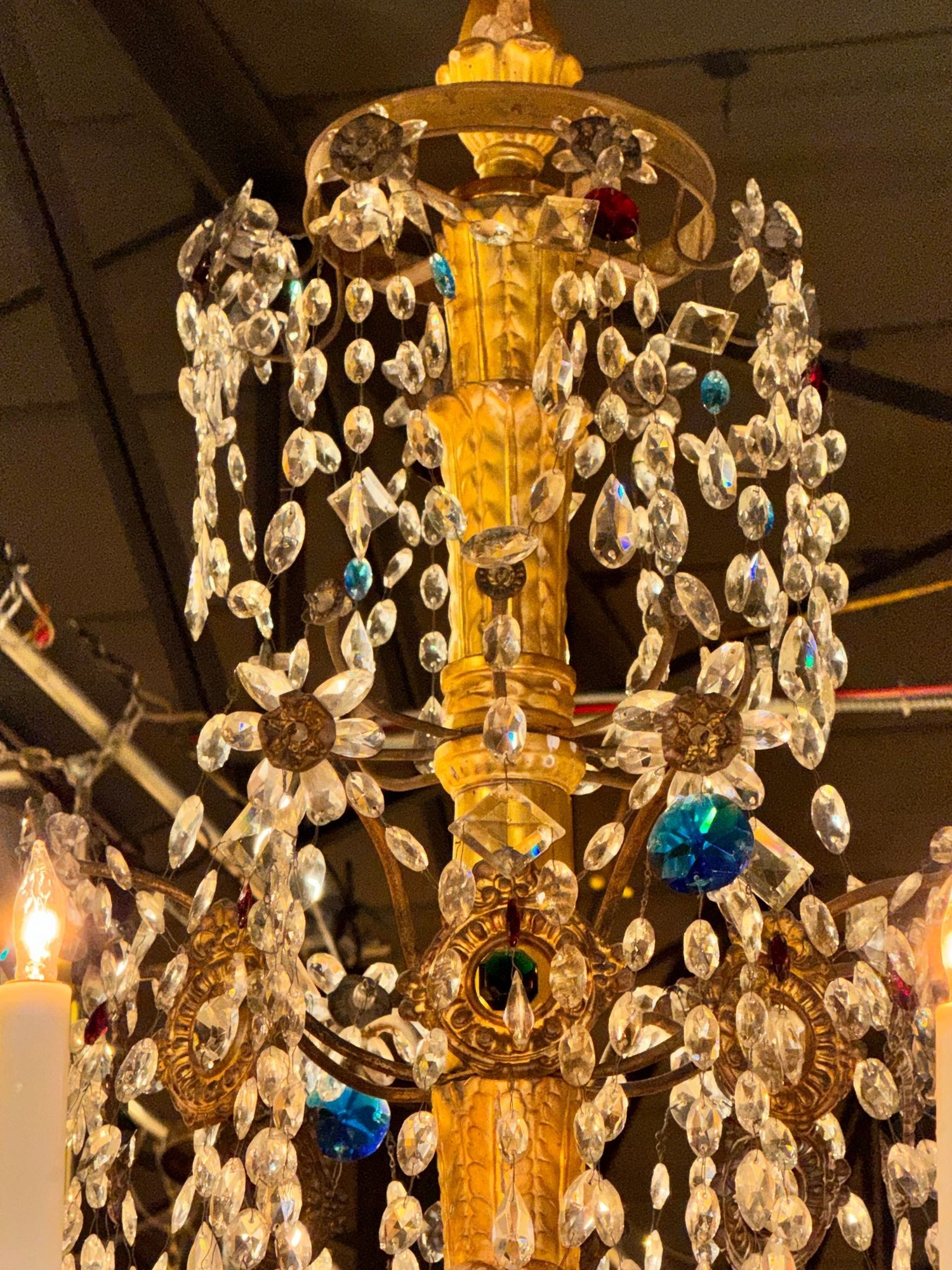 18th c. Italian Giltwood and Crystal Chandelier - Image 4