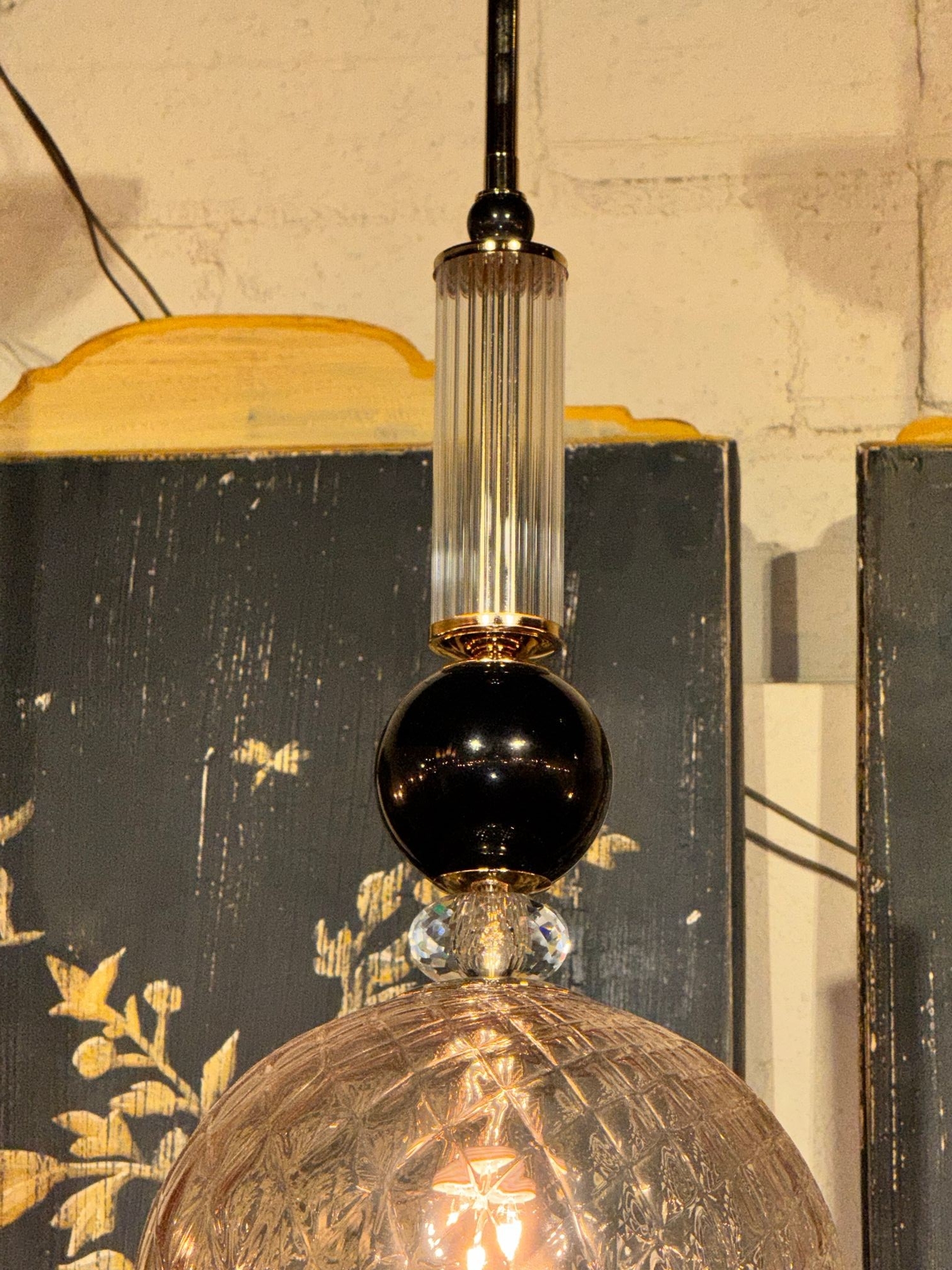 Murano Pink and Black Glass Pendant Lights - Image 4