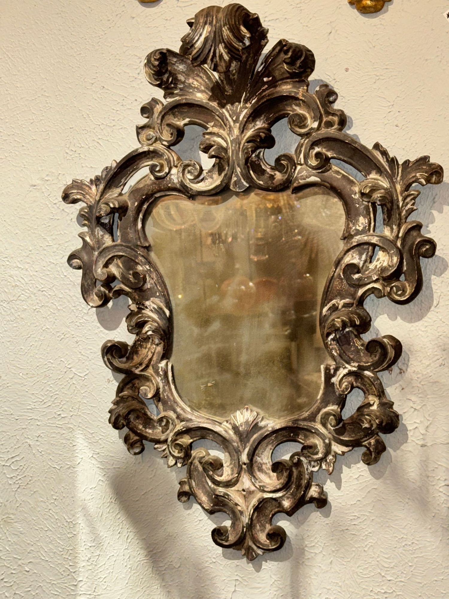 19th c. Italian Florentine Silver Leaf Mirror - Image 4