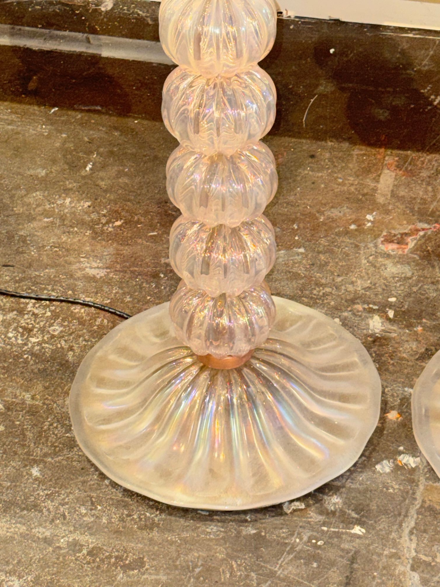 Pair of Murano Opalescent Pink Ball Floor Lamps - Image 4