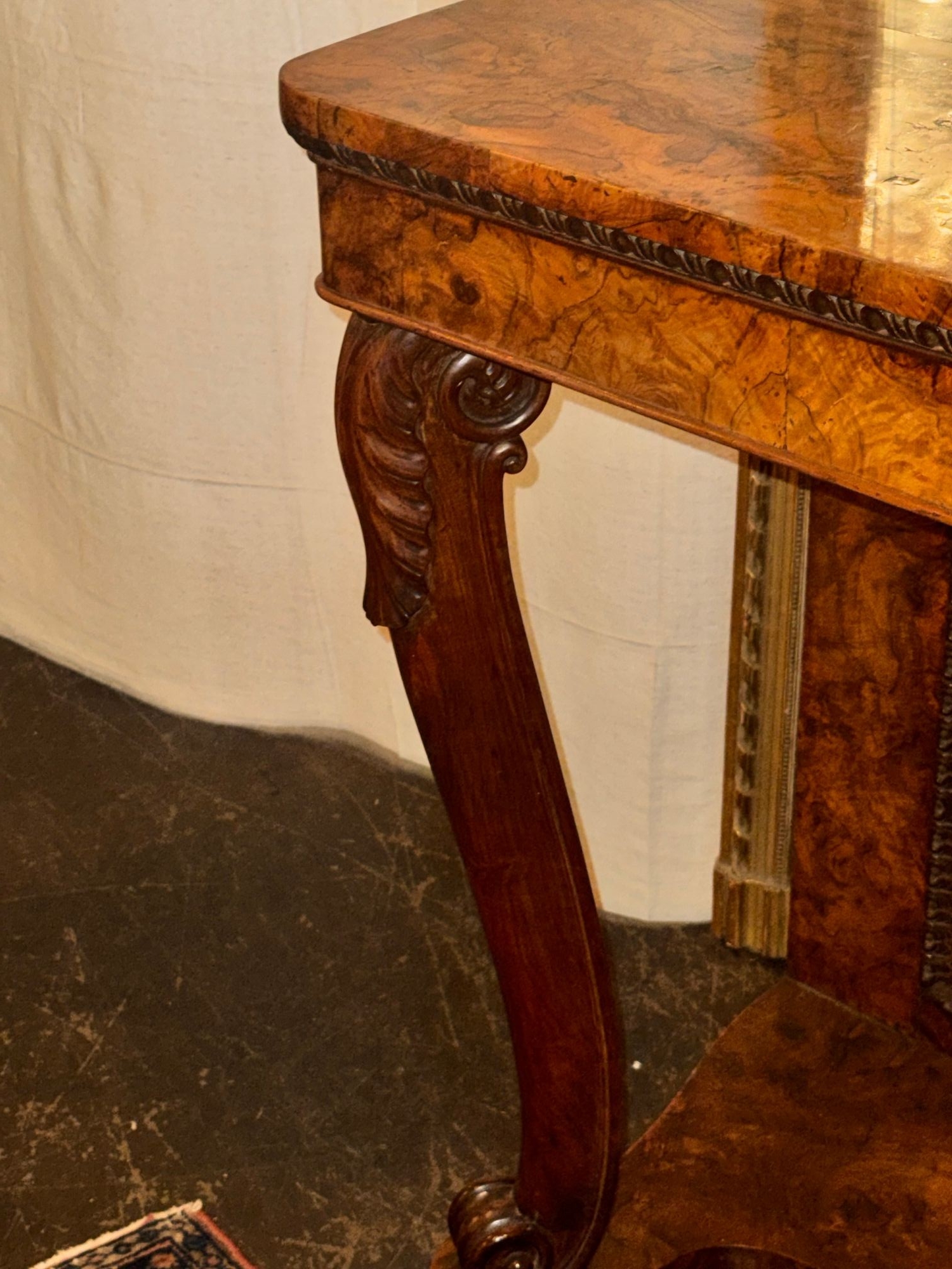19th c. Italian Burl Walnut Console - Image 4